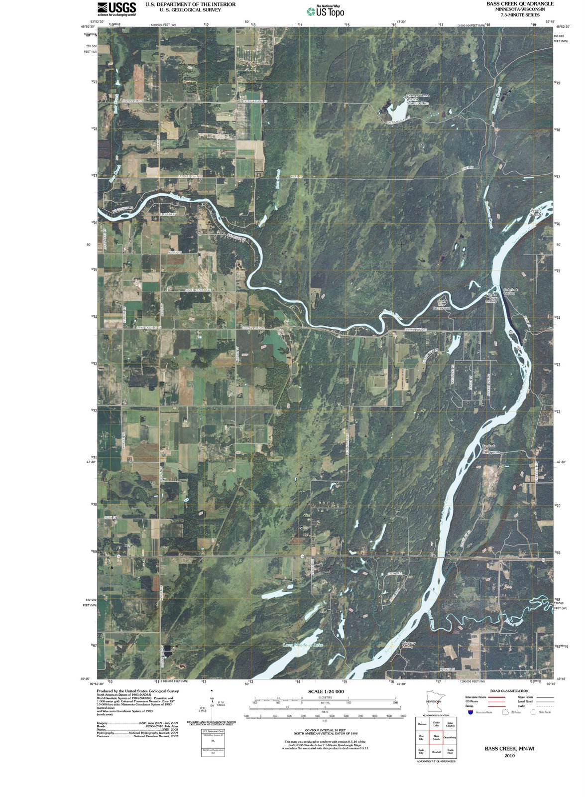 2010 Bass Creek, MN - Minnesota - USGS Topographic Map