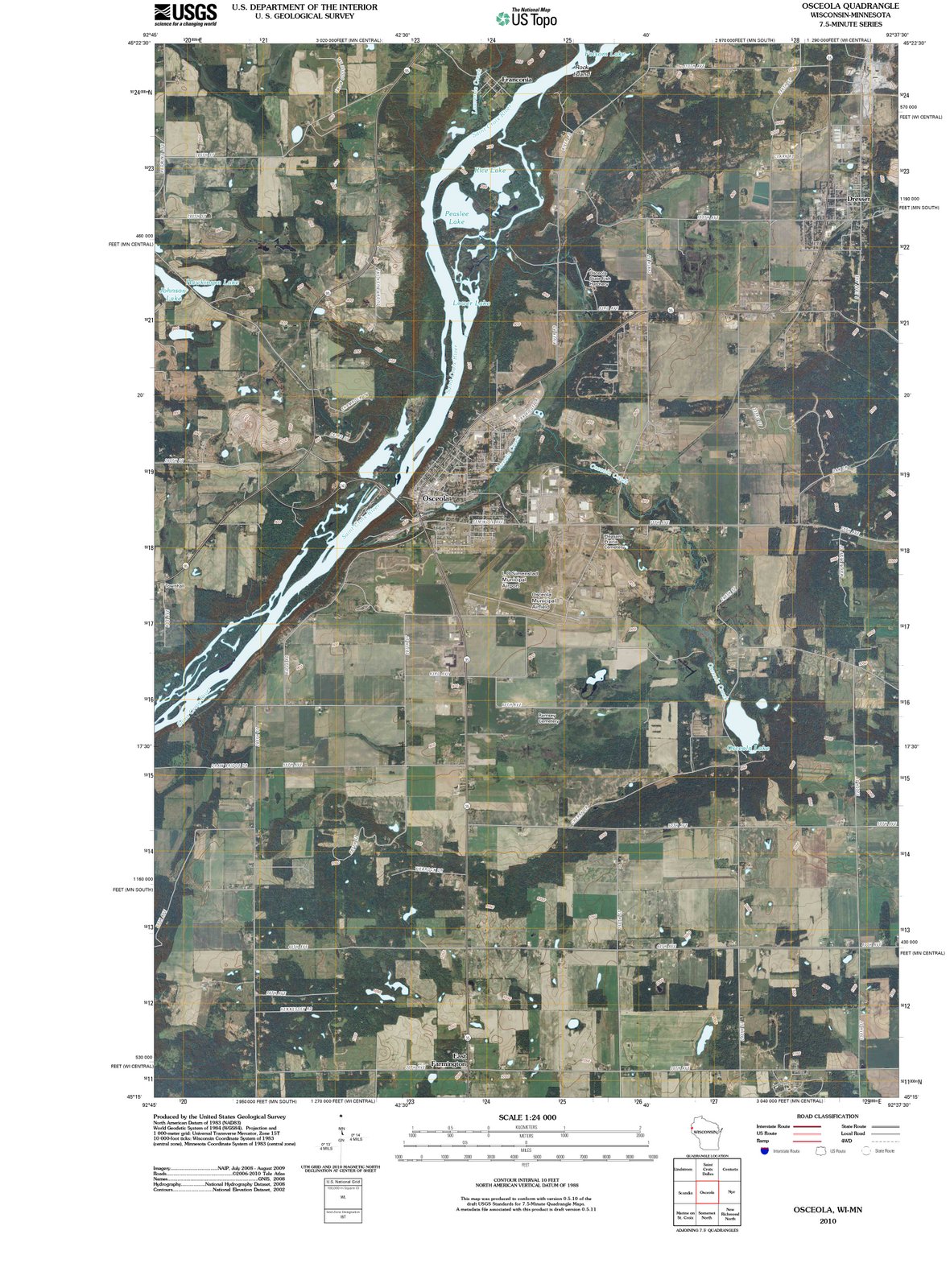 2010 Osceola, WI - Wisconsin - USGS Topographic Map