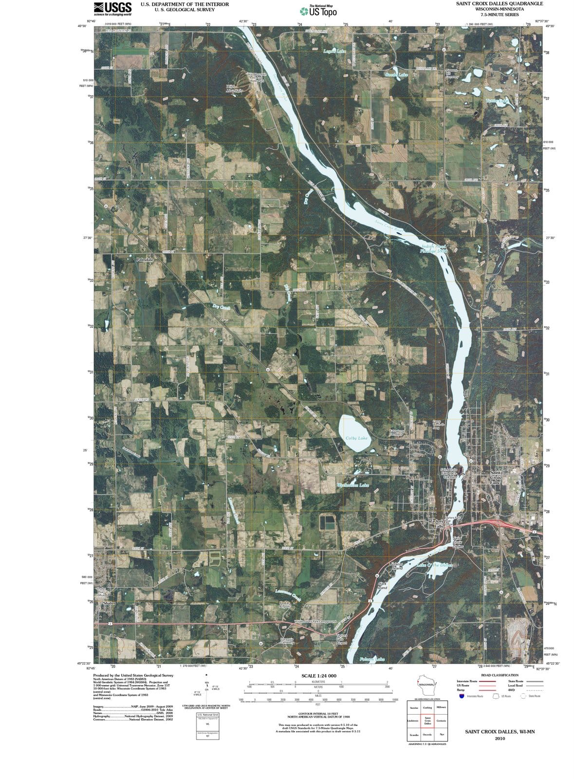 2010 Saint Croix Dalles, WI - Wisconsin - USGS Topographic Map