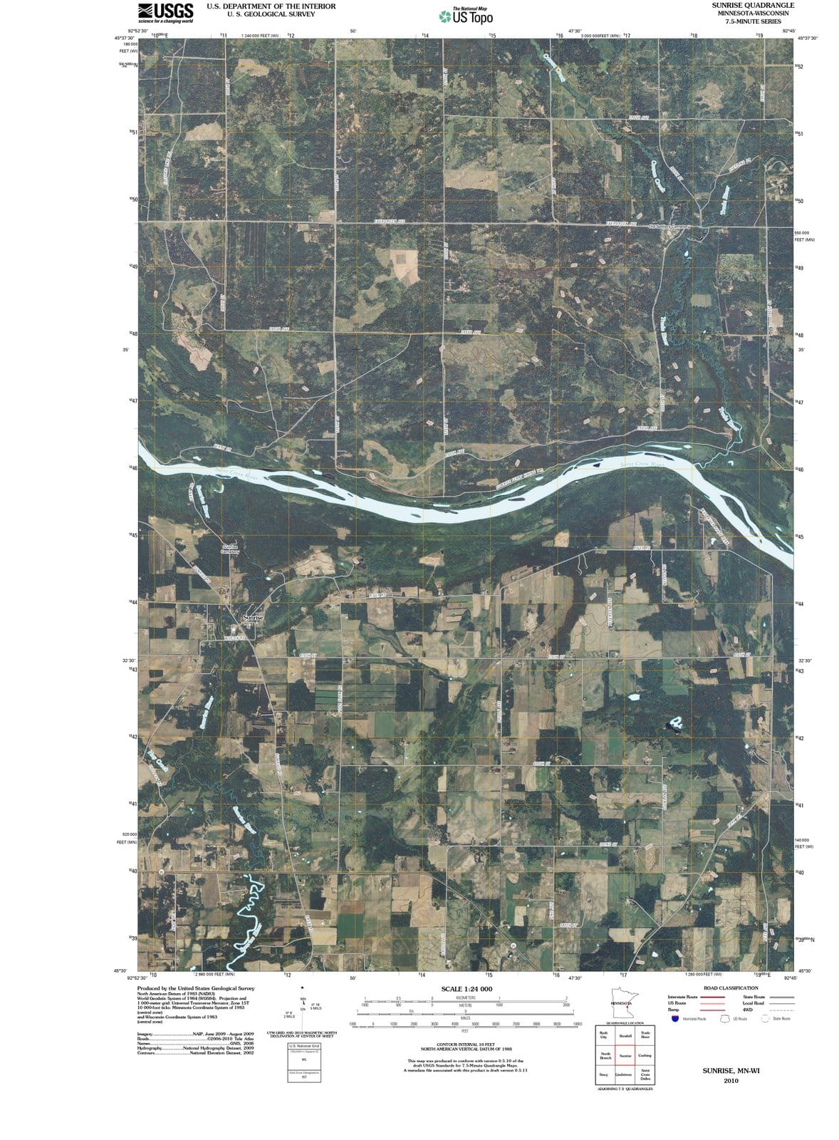 2010 Sunrise, MN - Minnesota - USGS Topographic Map