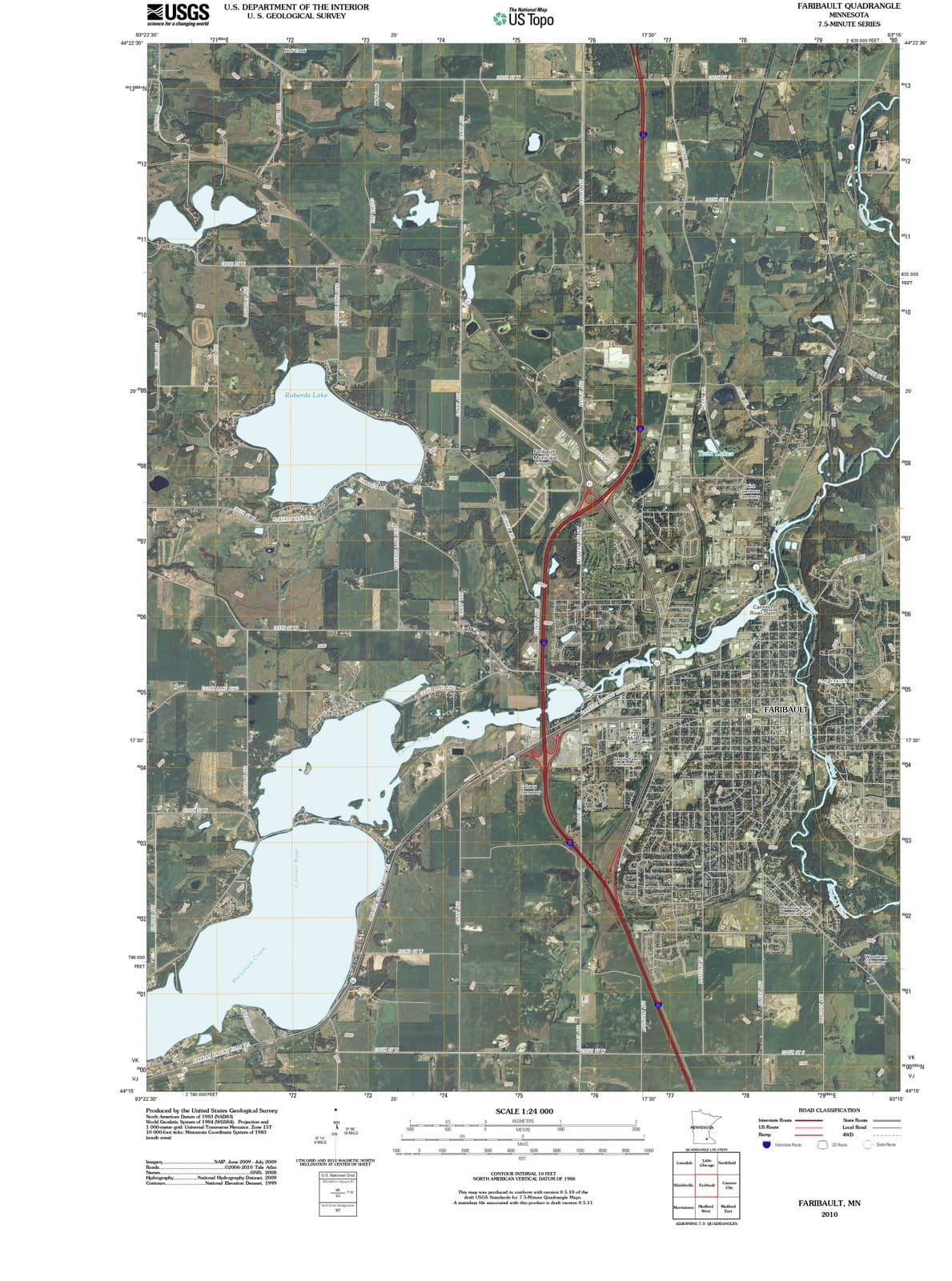 2010 Faribault, MN - Minnesota - USGS Topographic Map