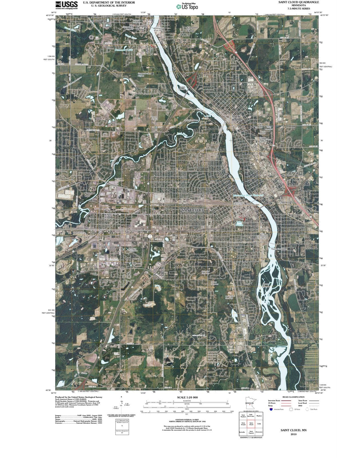 2010 Saint Cloud, MN - Minnesota - USGS Topographic Map