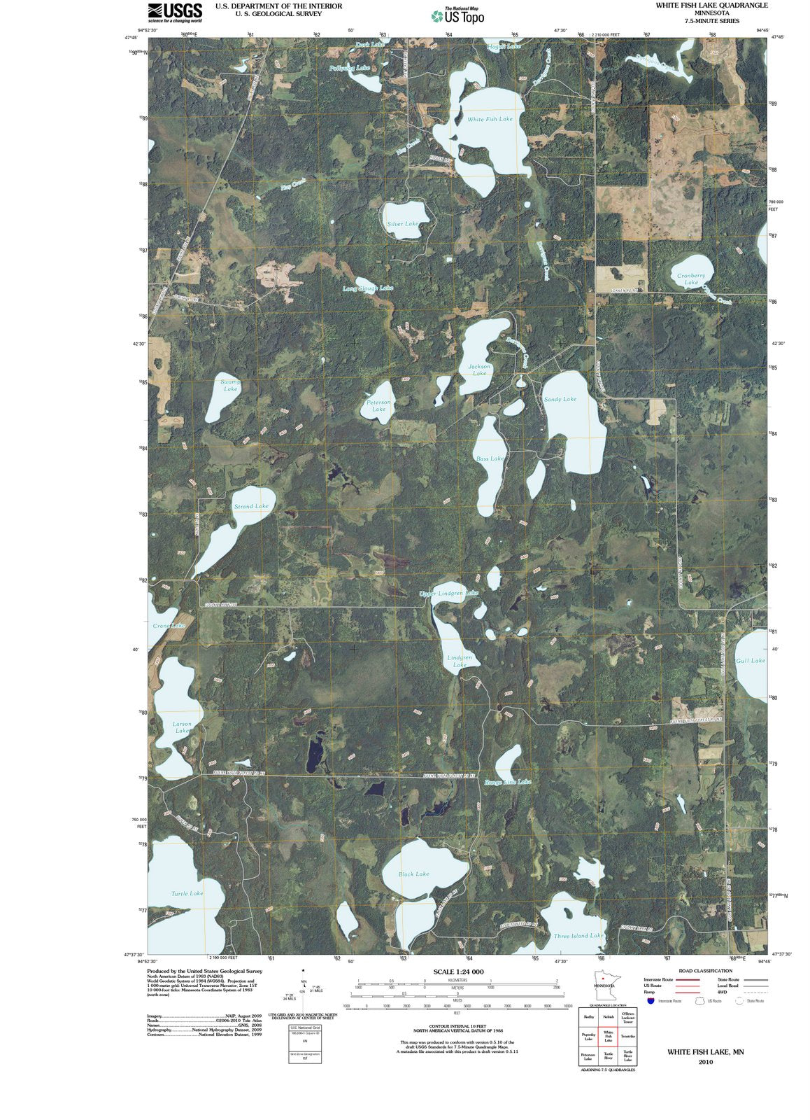 2010 White Fish Lake, MN - Minnesota - USGS Topographic Map