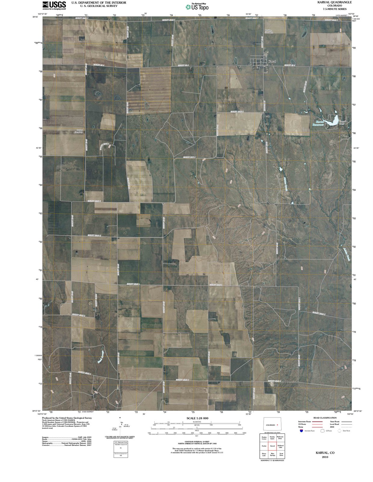 2010 Karval, CO - Colorado - USGS Topographic Map