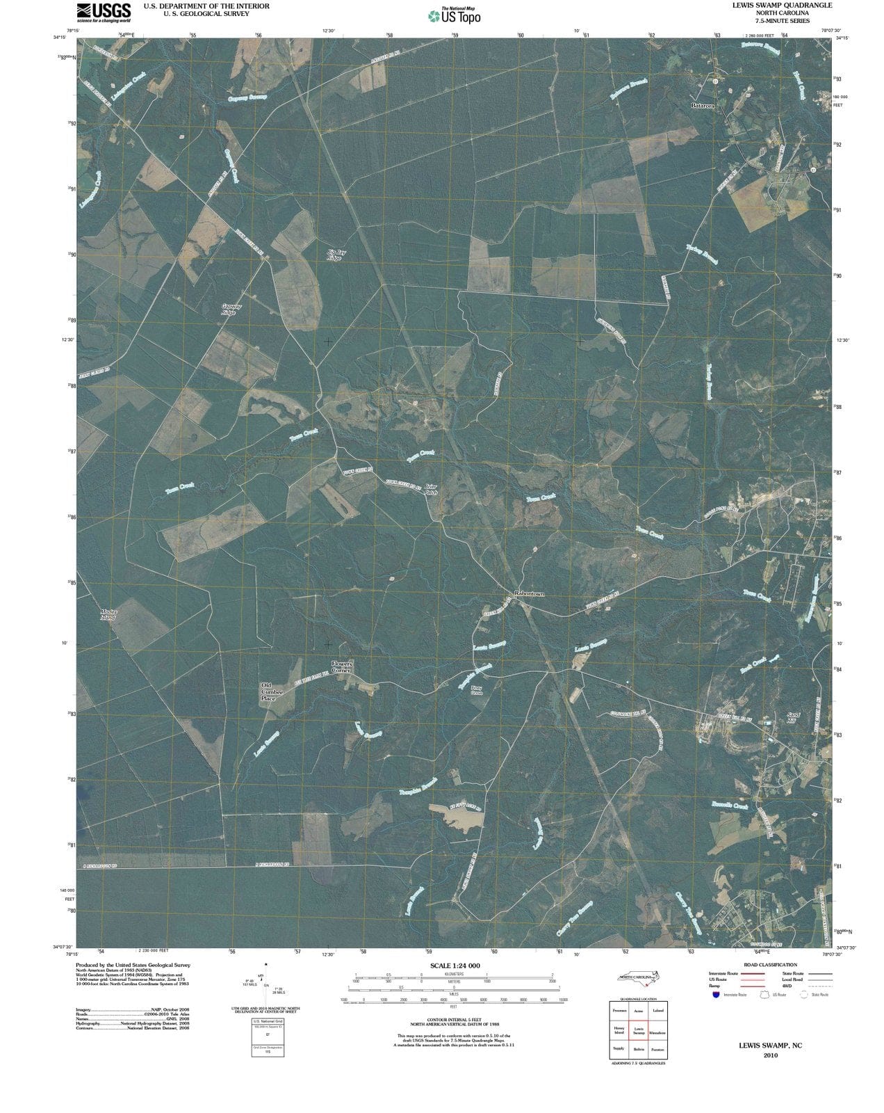 2010 Lewisamp, NC - North Carolina - USGS Topographic Map