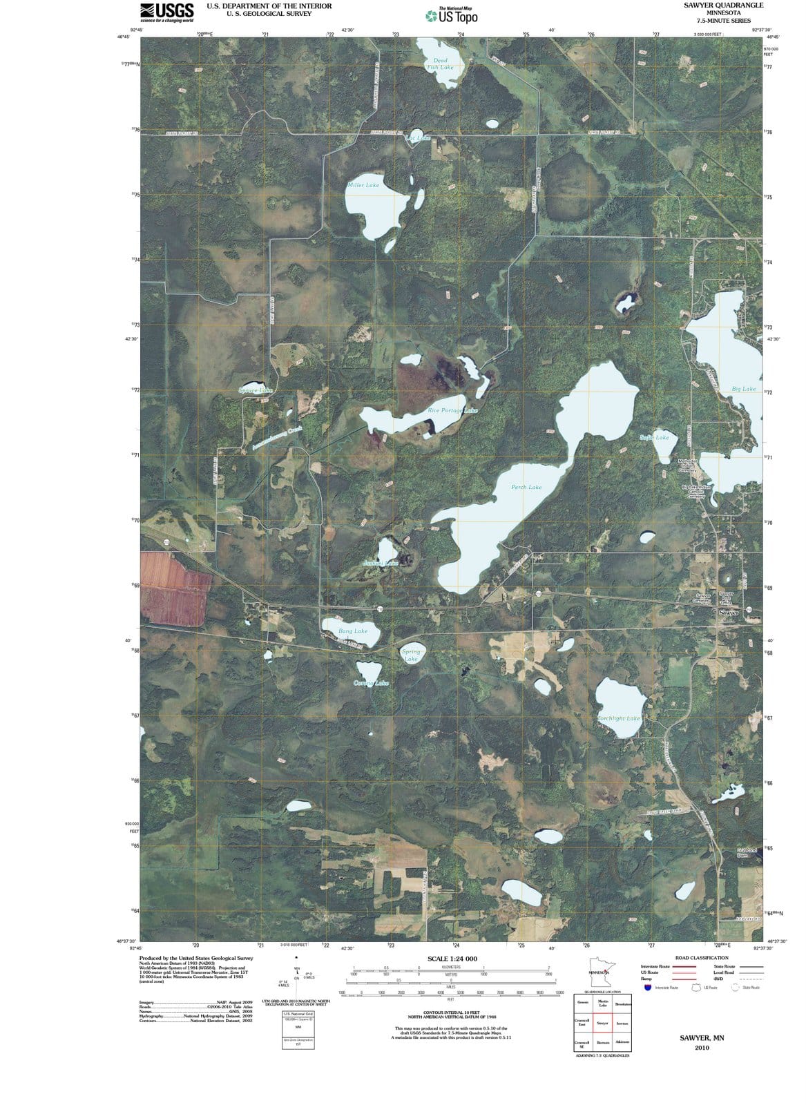 2010 Sawyer, MN - Minnesota - USGS Topographic Map