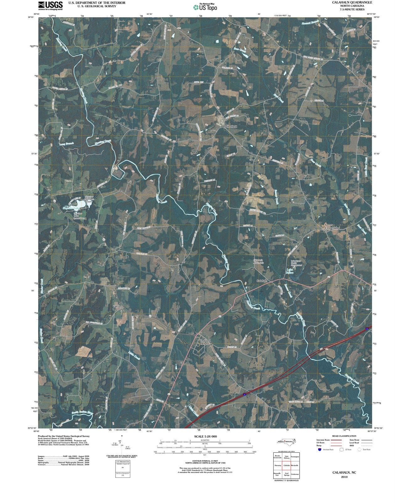 2010 Calahaln, NC - North Carolina - USGS Topographic Map