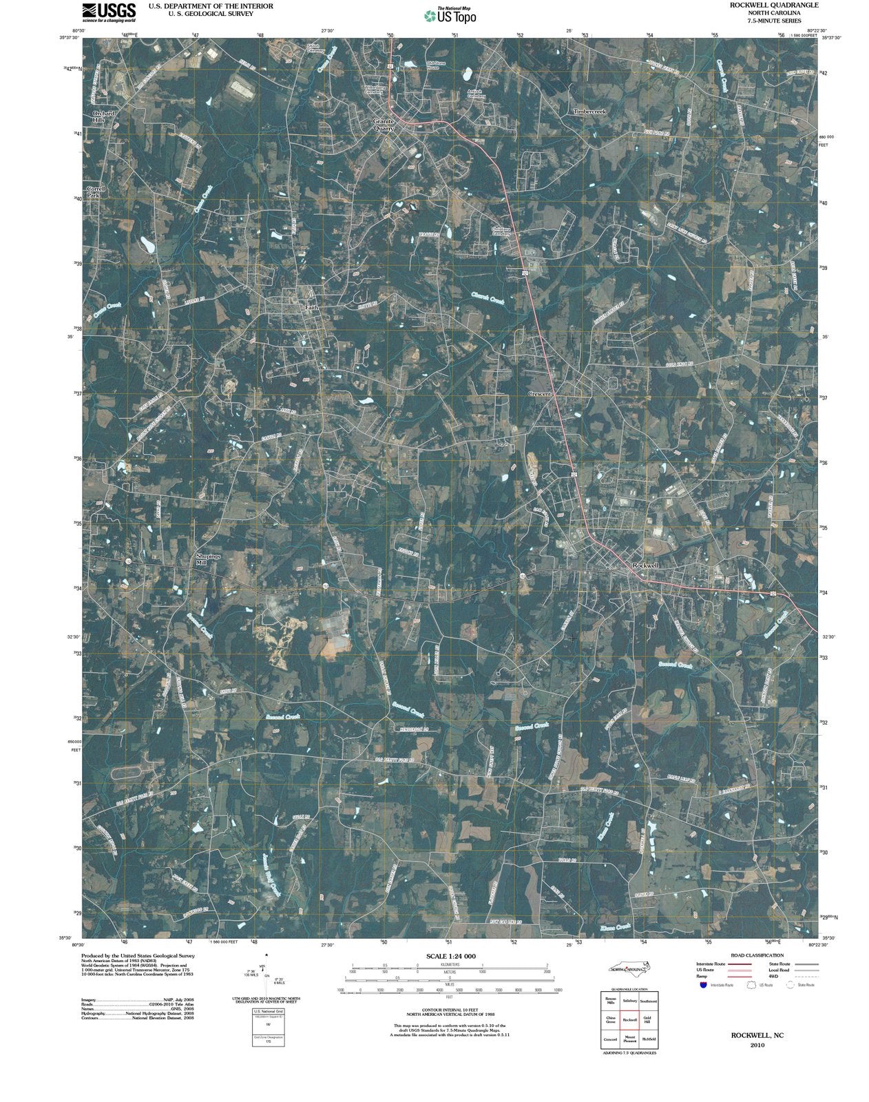 2010 Rockwell, NC - North Carolina - USGS Topographic Map