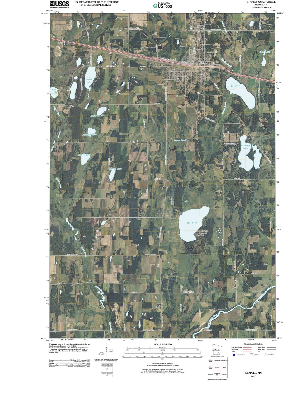 2010 Staples, MN - Minnesota - USGS Topographic Map
