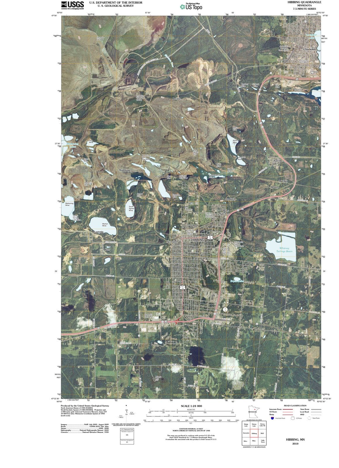 2010 Hibbing, MN - Minnesota - USGS Topographic Map