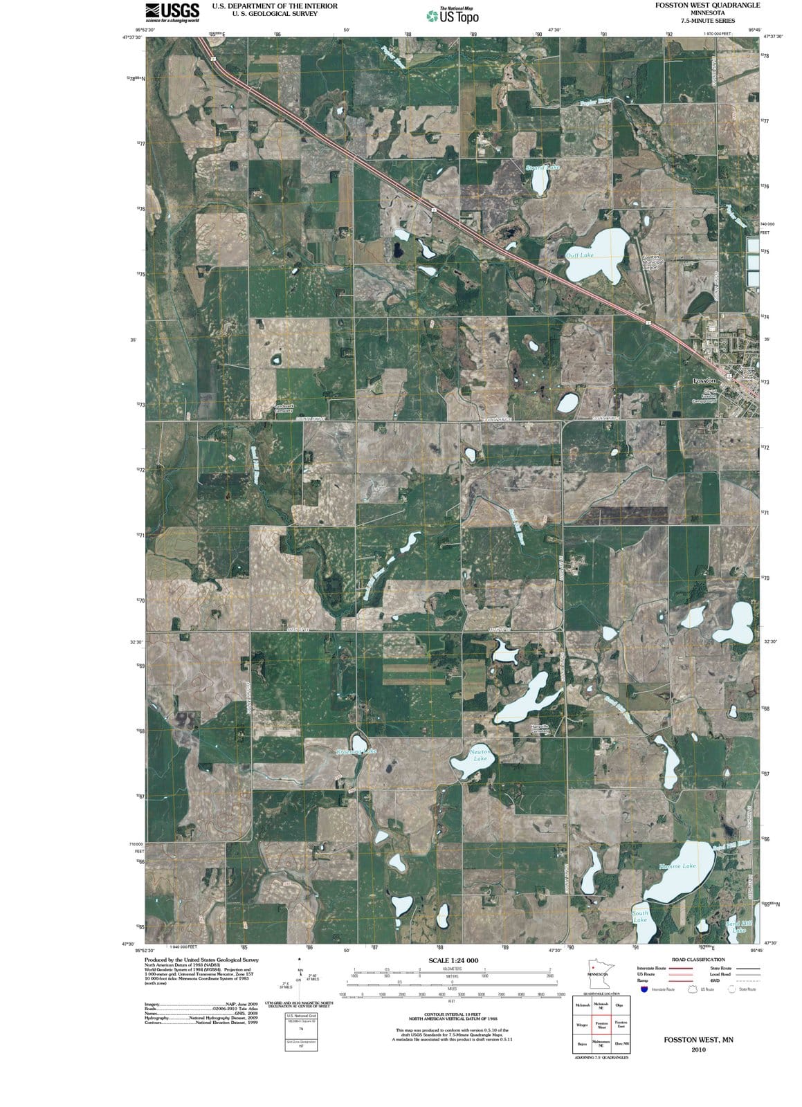 2010 Fosston West, MN - Minnesota - USGS Topographic Map