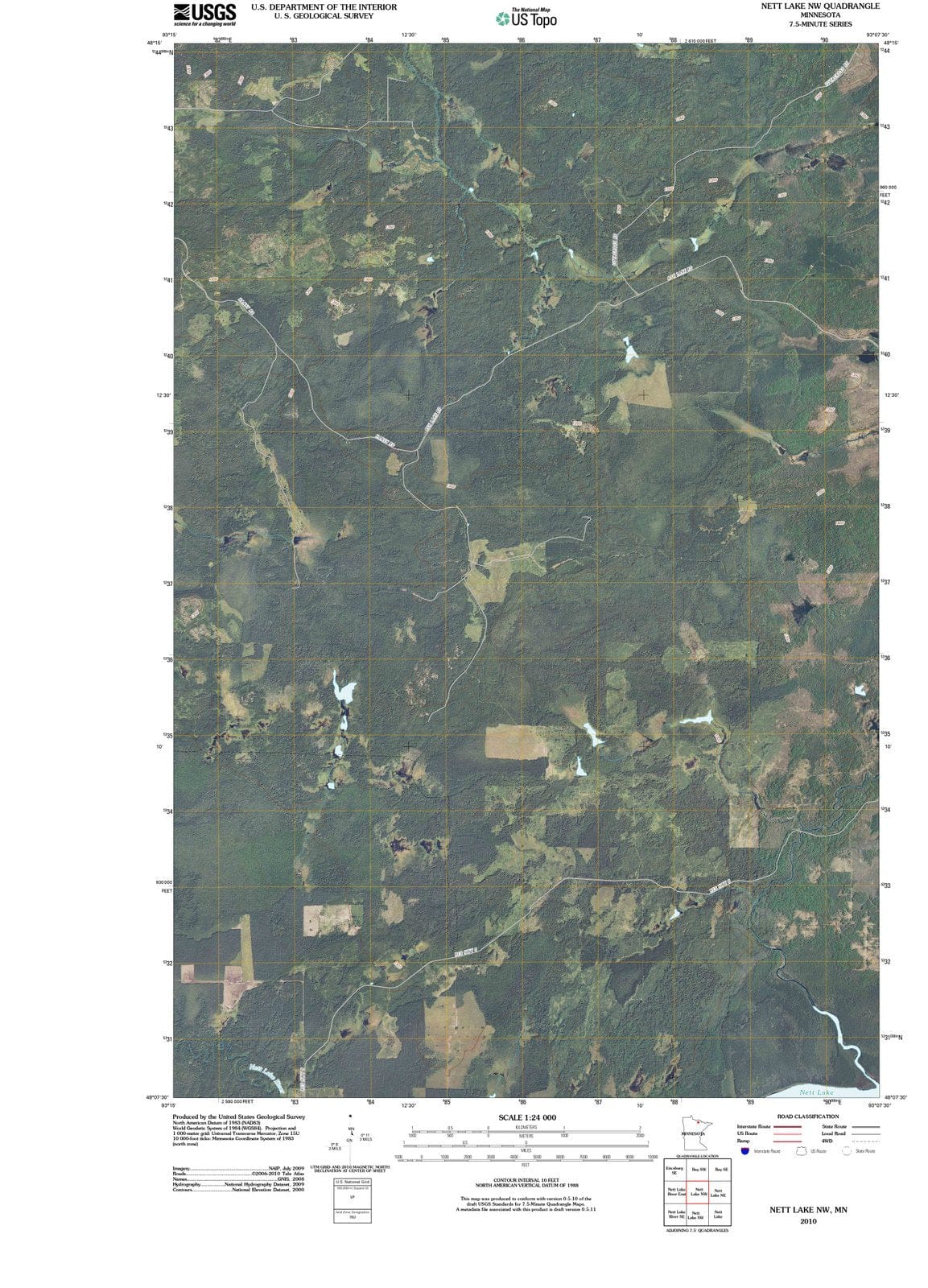 2010 Nett Lake, MN - Minnesota - USGS Topographic Map v2