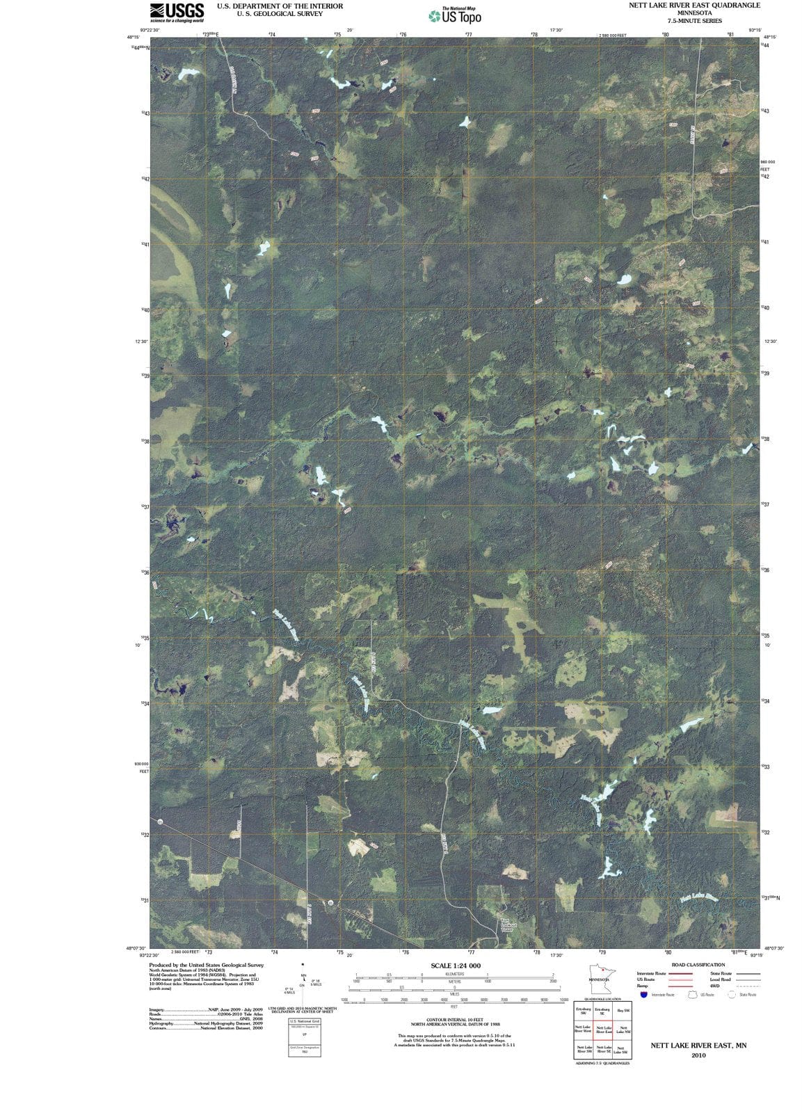 2010 Nett Lake River East, MN - Minnesota - USGS Topographic Map