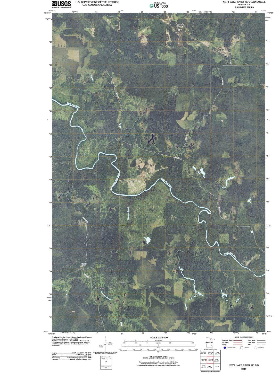 2010 Nett Lake River, MN - Minnesota - USGS Topographic Map