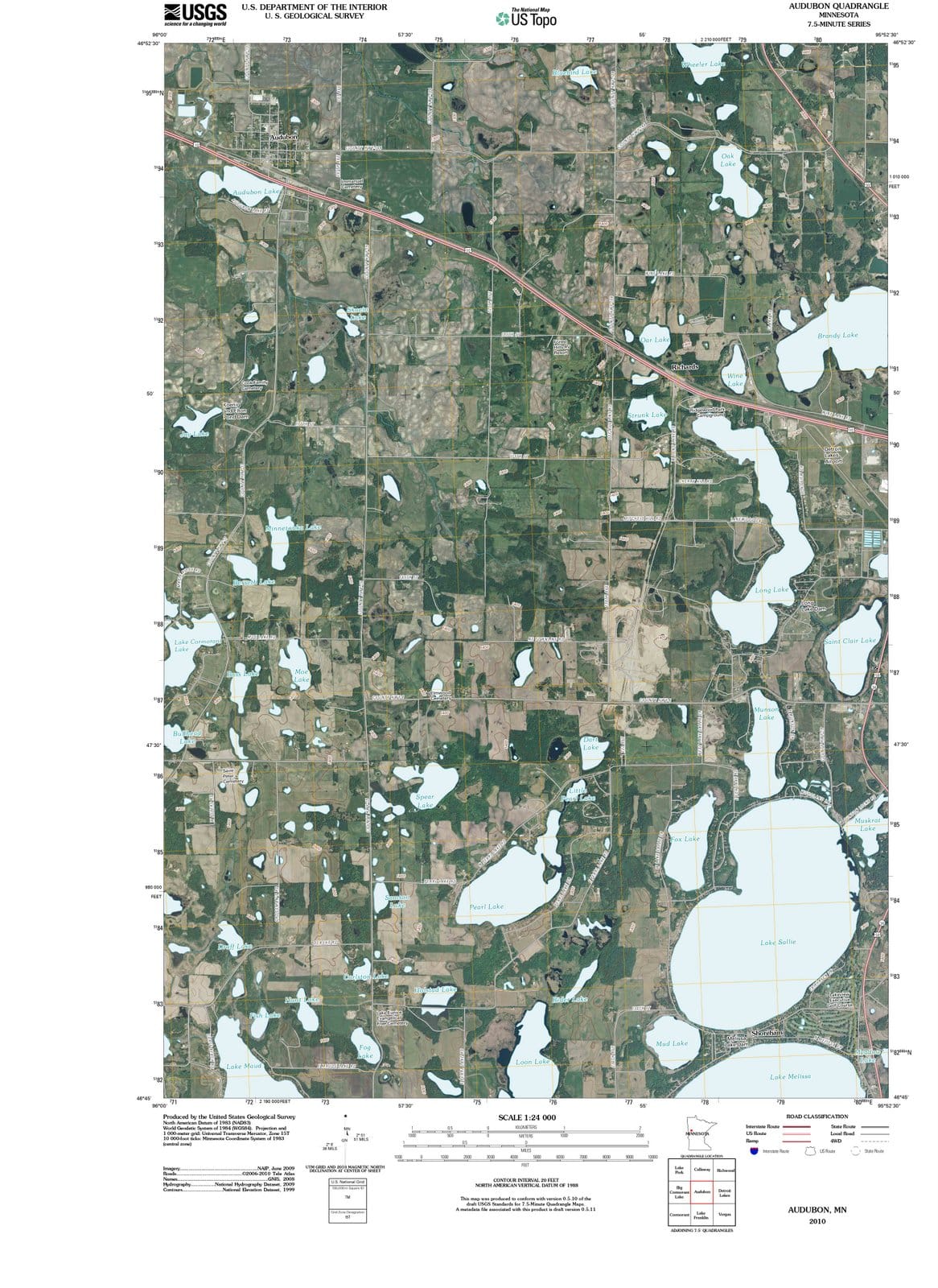 2010 Audubon, MN - Minnesota - USGS Topographic Map