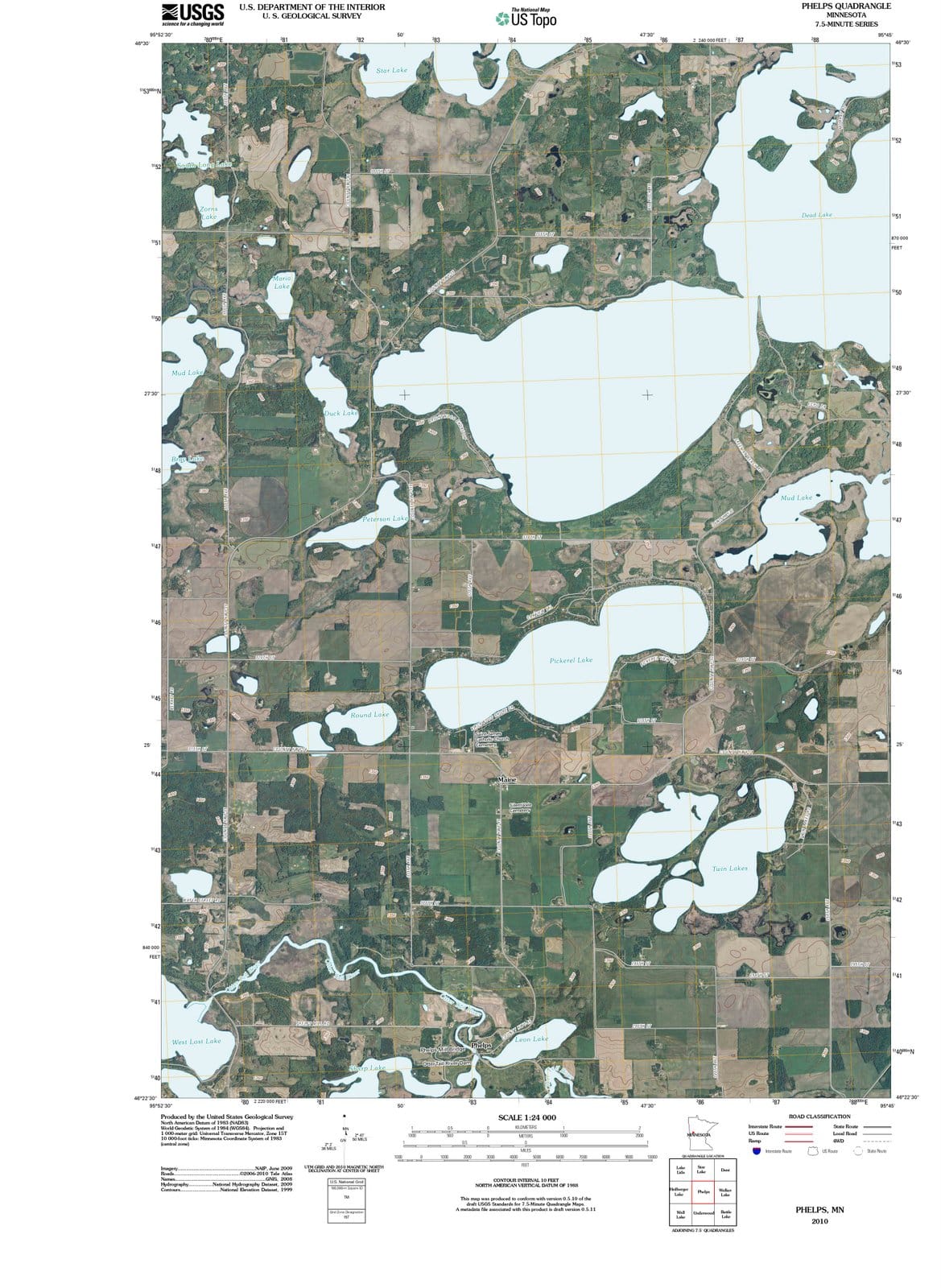 2010 Phelps, MN - Minnesota - USGS Topographic Map