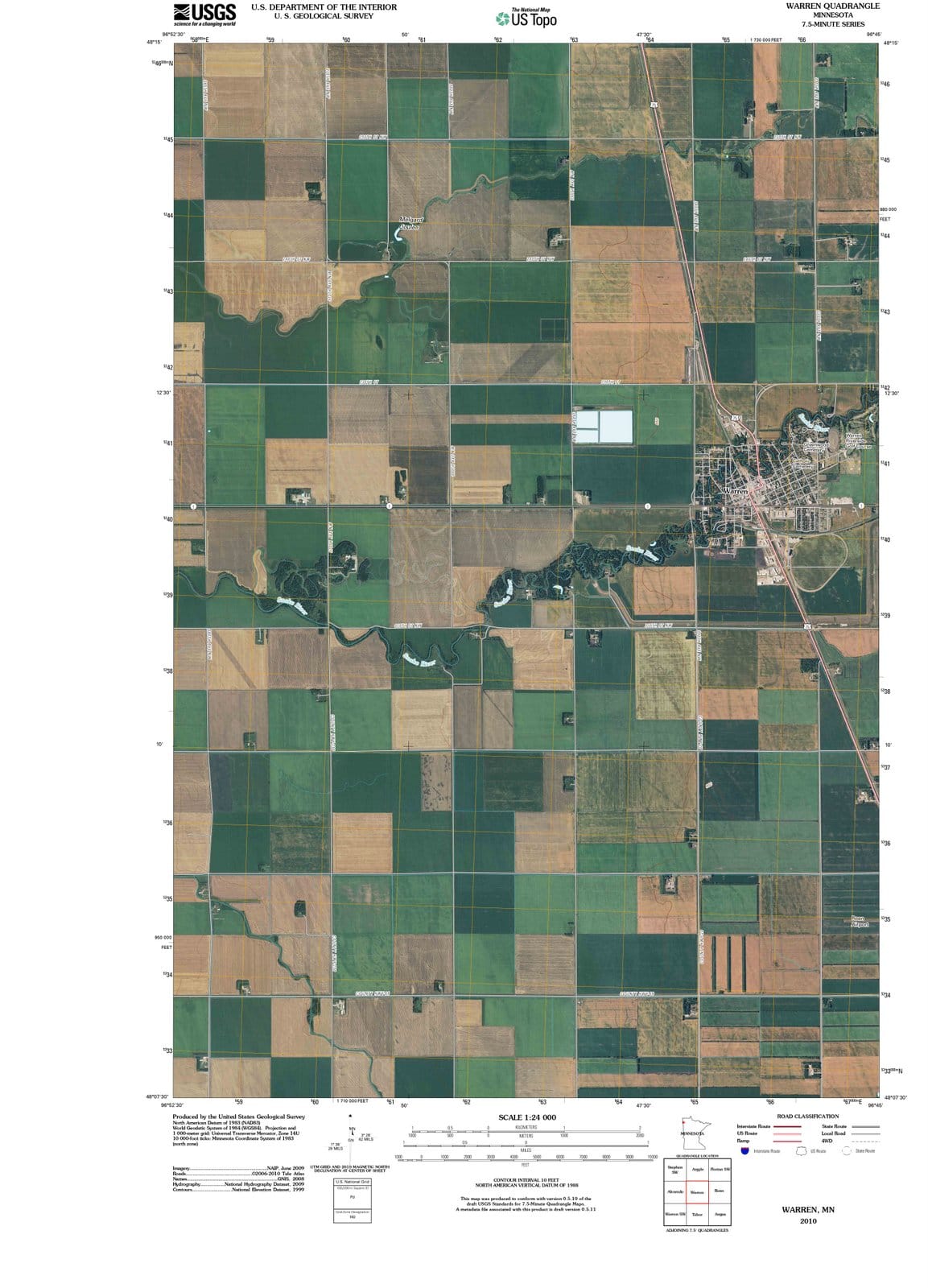 2010 Warren, MN - Minnesota - USGS Topographic Map