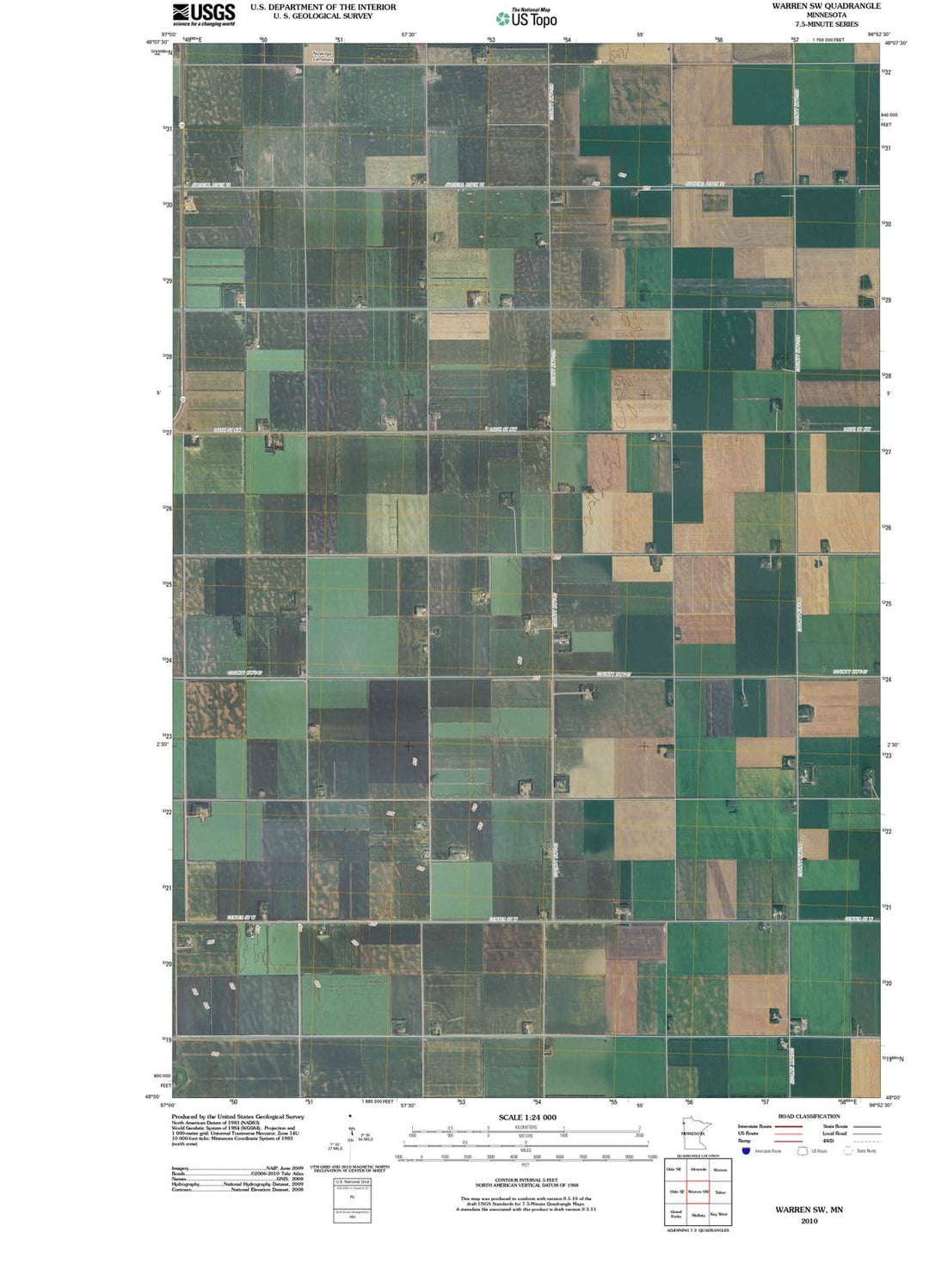 2010 Warren, MN - Minnesota - USGS Topographic Map v2