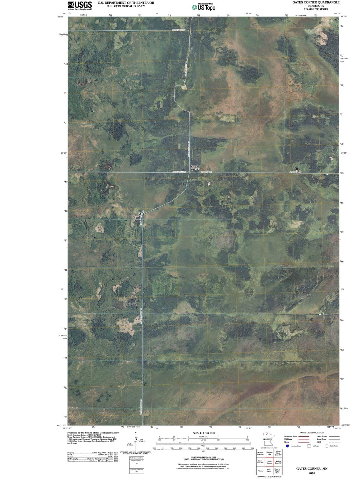 2010 Gates Corner, MN - Minnesota - USGS Topographic Map