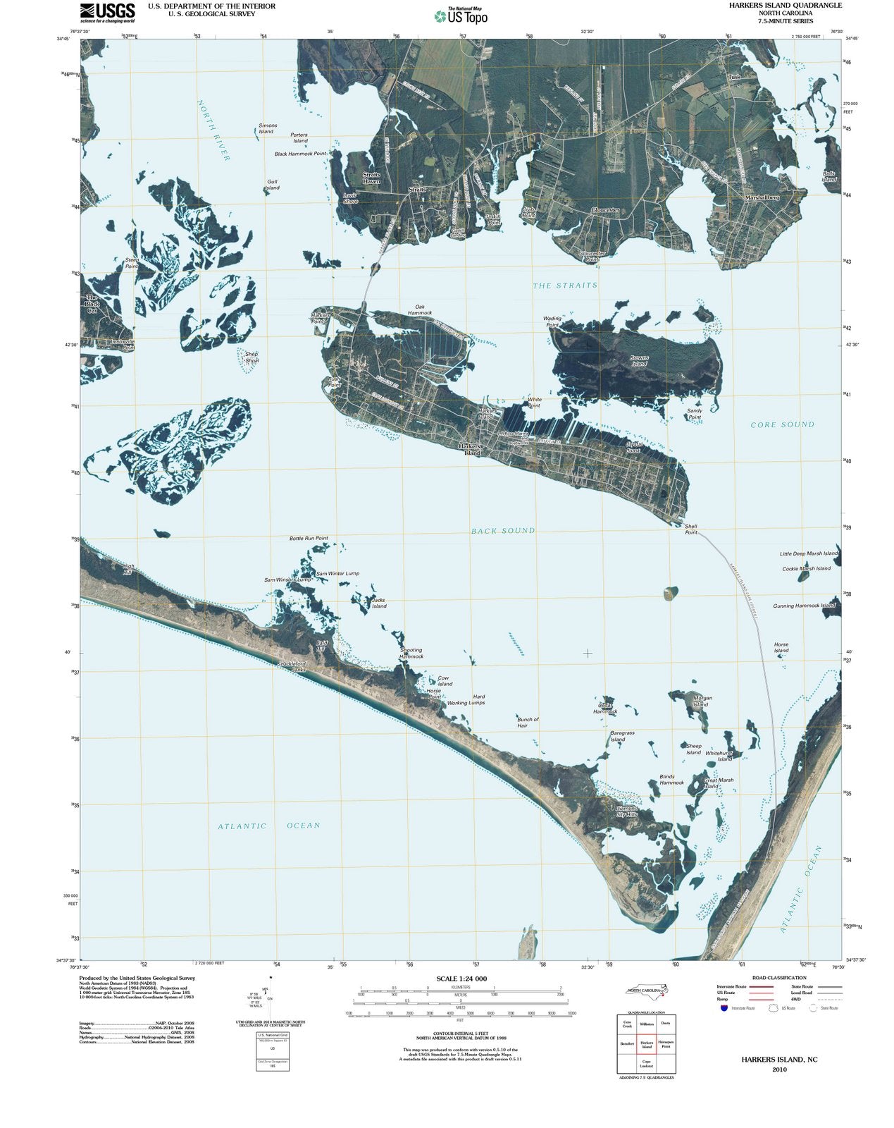 2010 Harkers Island, NC - North Carolina - USGS Topographic Map