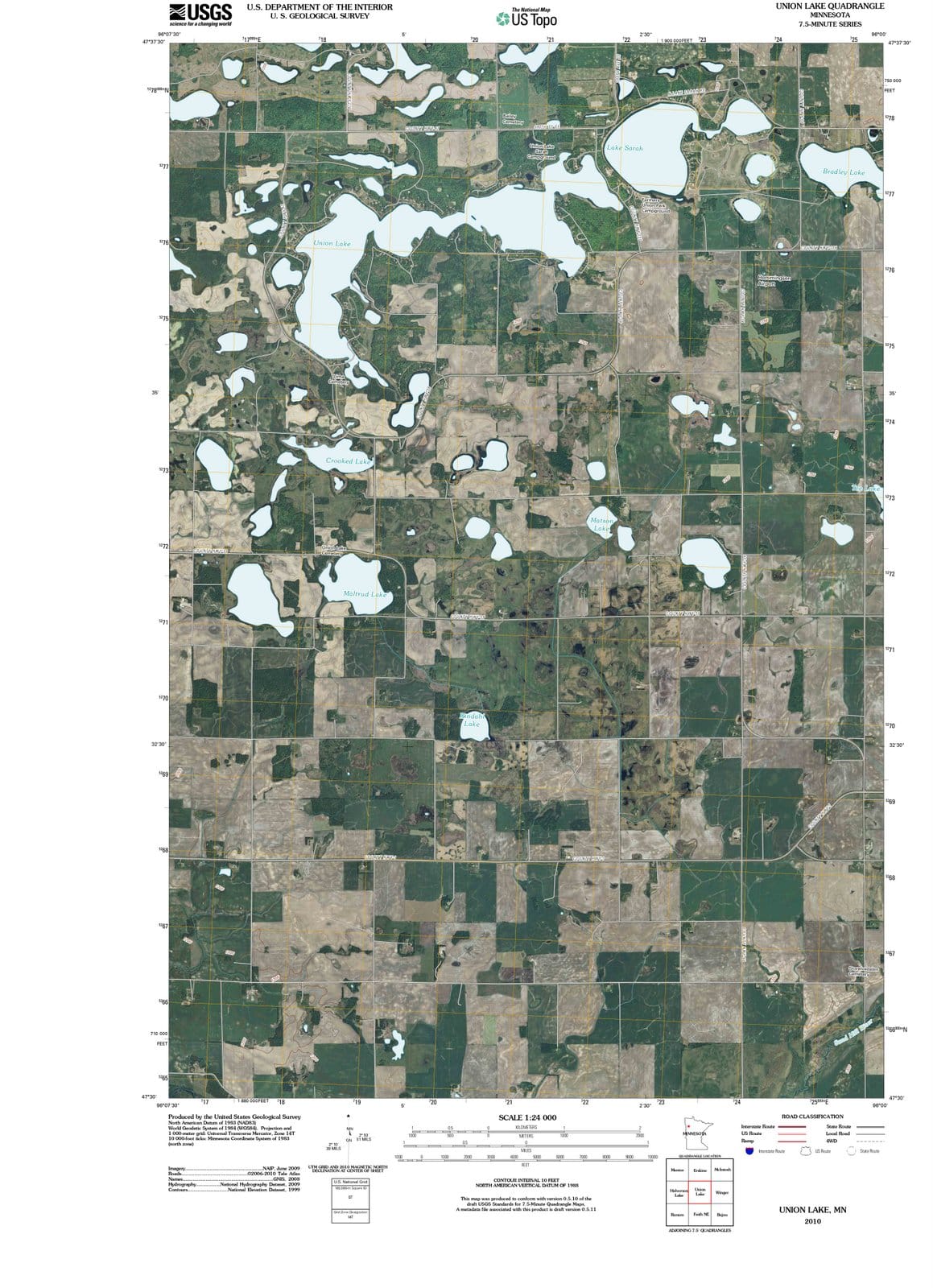 2010 Union Lake, MN - Minnesota - USGS Topographic Map