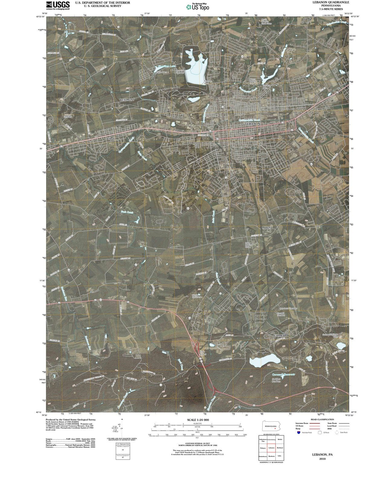 2010 Lebanon, PA - Pennsylvania - USGS Topographic Map