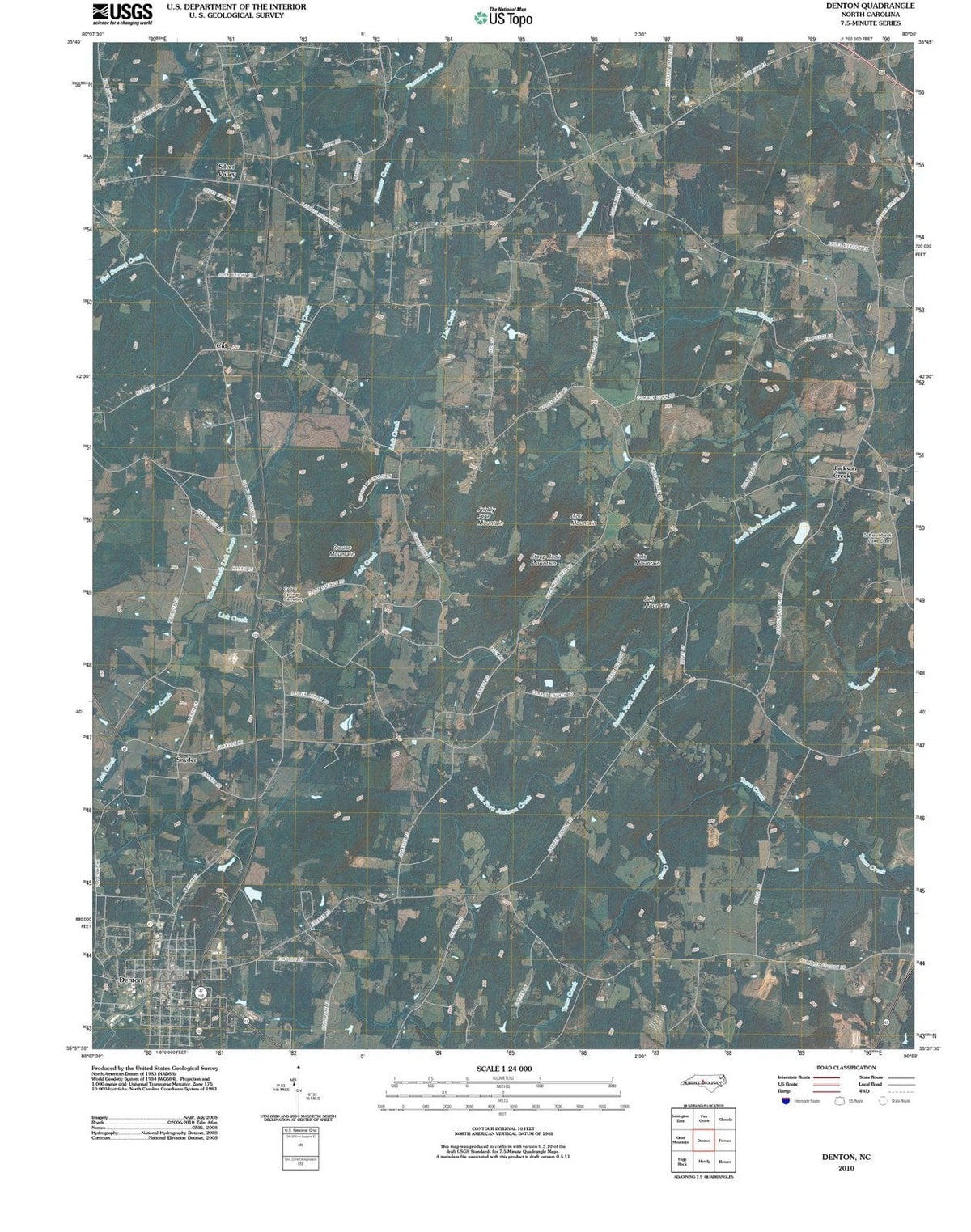 2010 Denton, NC - North Carolina - USGS Topographic Map