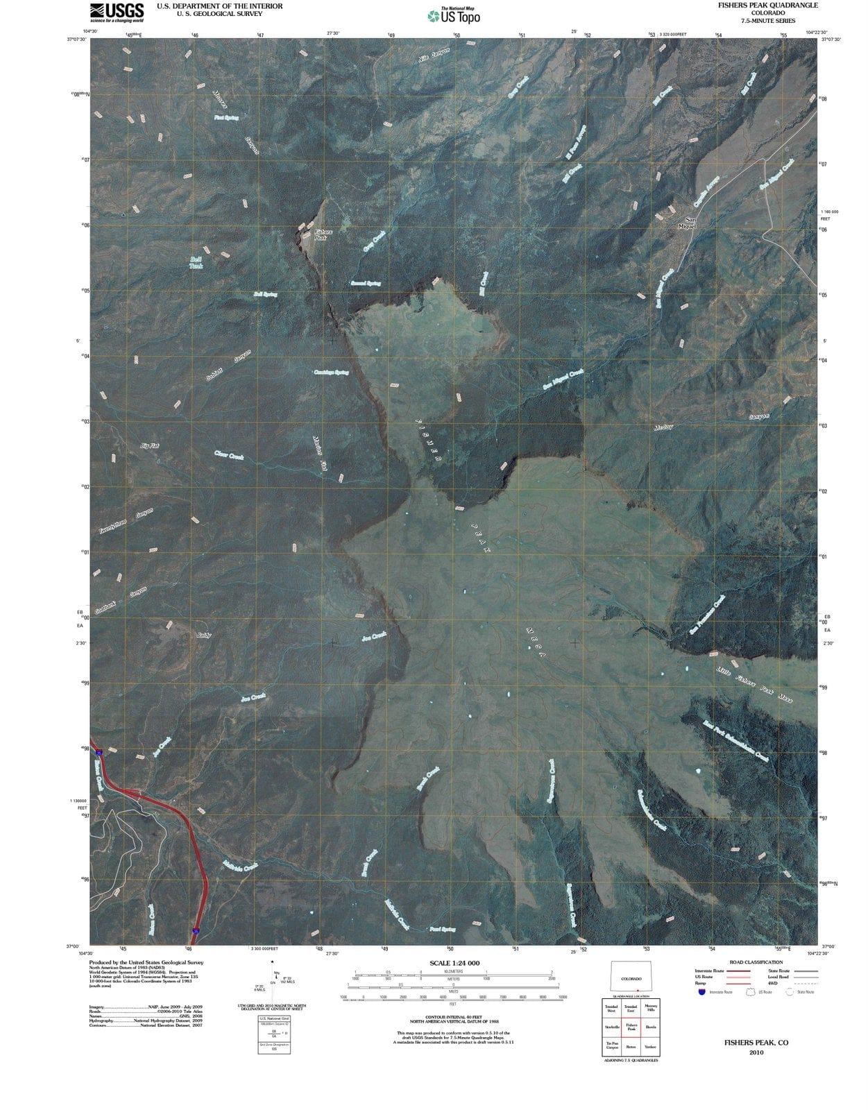 2010 Fishers Peak, CO - Colorado - USGS Topographic Map