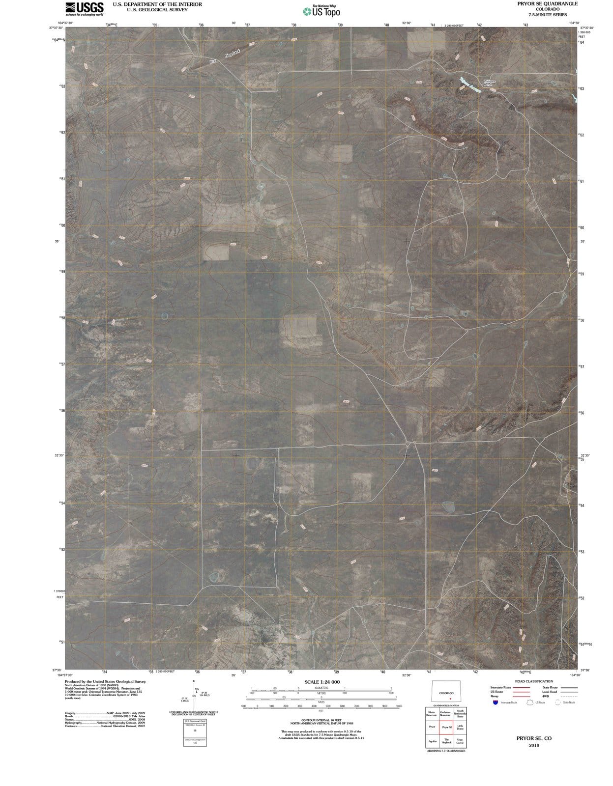 2010 Pryor, CO - Colorado - USGS Topographic Map
