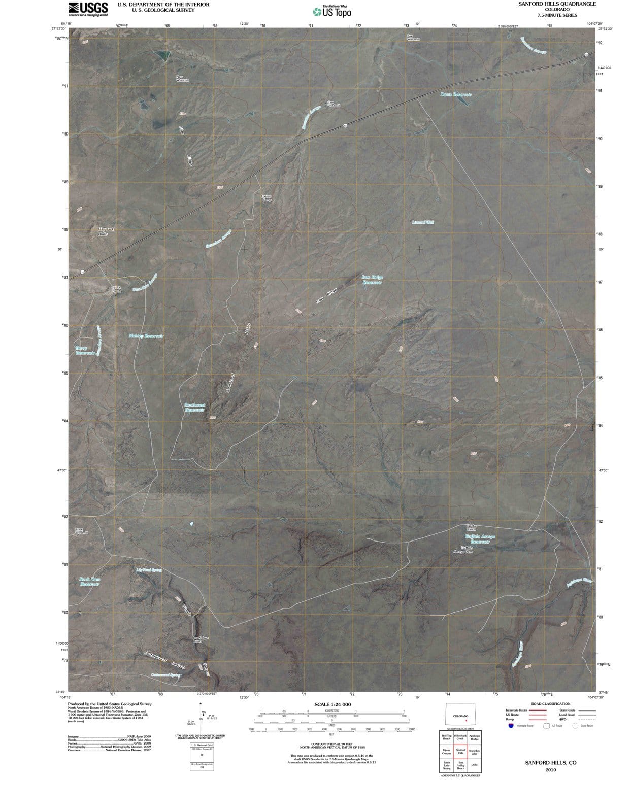 2010 Sanford Hills, CO - Colorado - USGS Topographic Map
