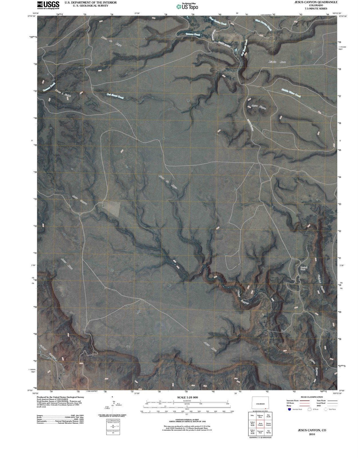 2010 Jesus Canyon, CO - Colorado - USGS Topographic Map