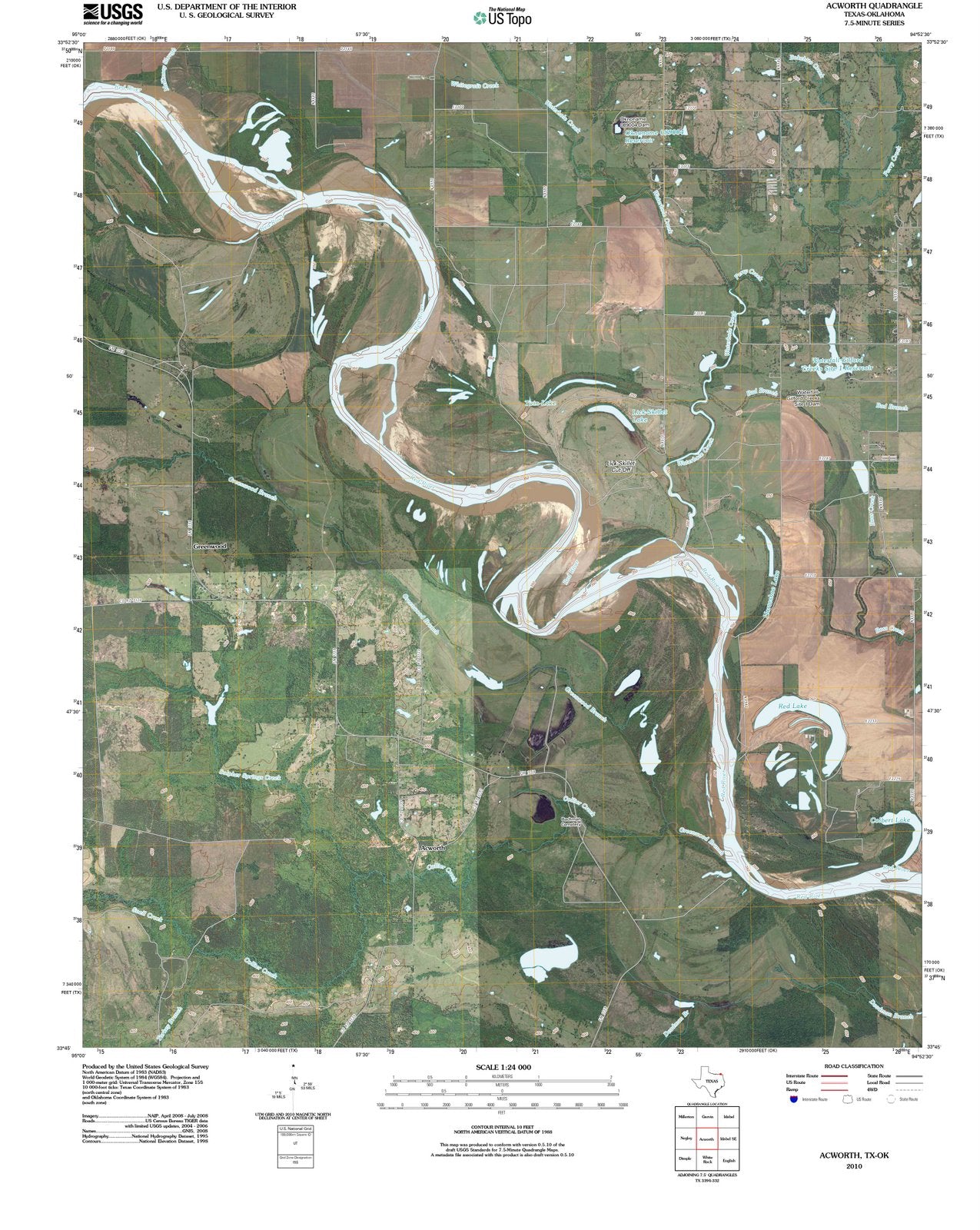 2010 Acworth, TX - Texas - USGS Topographic Map