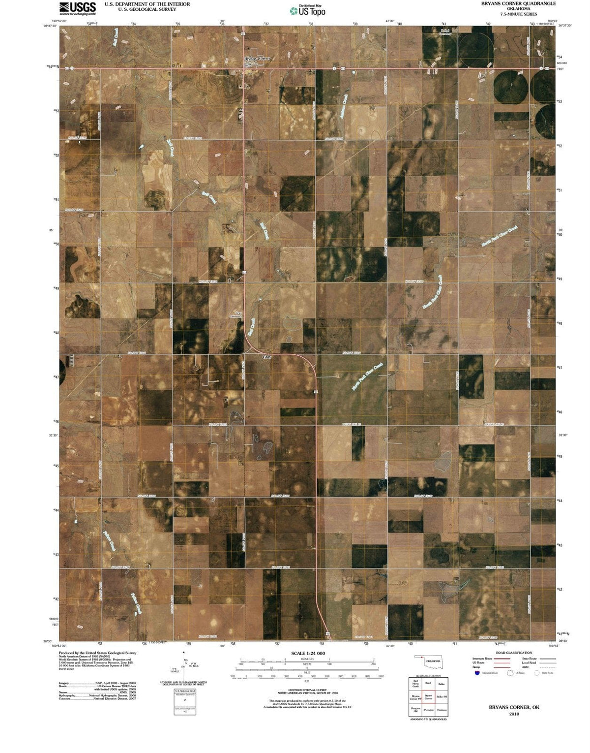 2010 Bryans Corner, OK - Oklahoma - USGS Topographic Map