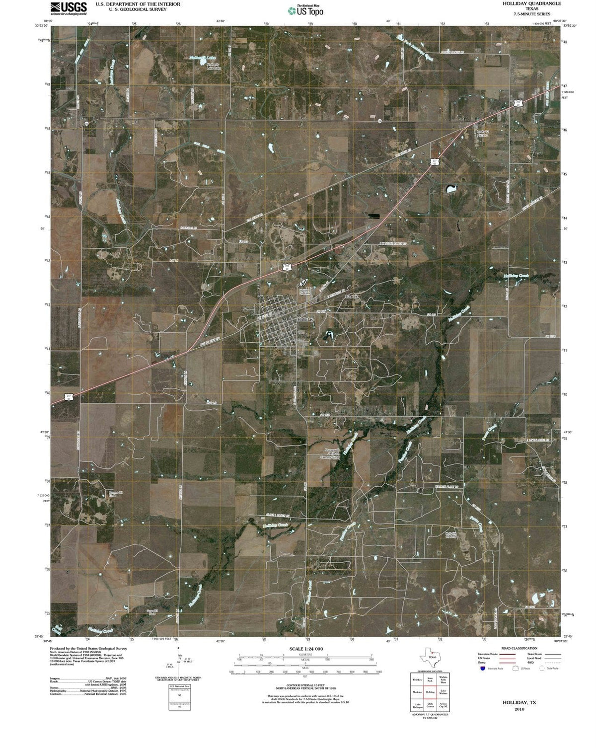 2010 Holliday, TX - Texas - USGS Topographic Map
