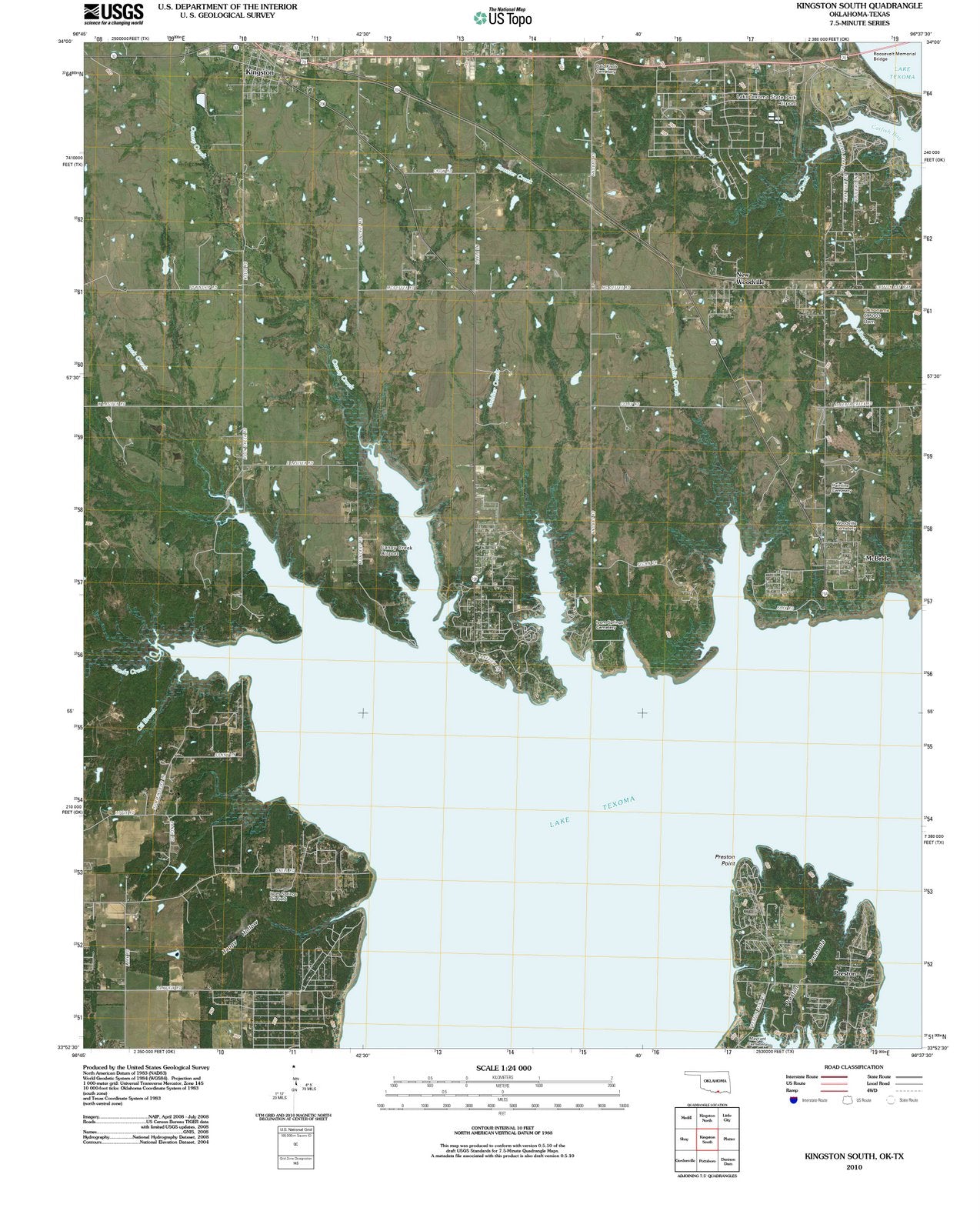 2010 Kingston South, OK - Oklahoma - USGS Topographic Map
