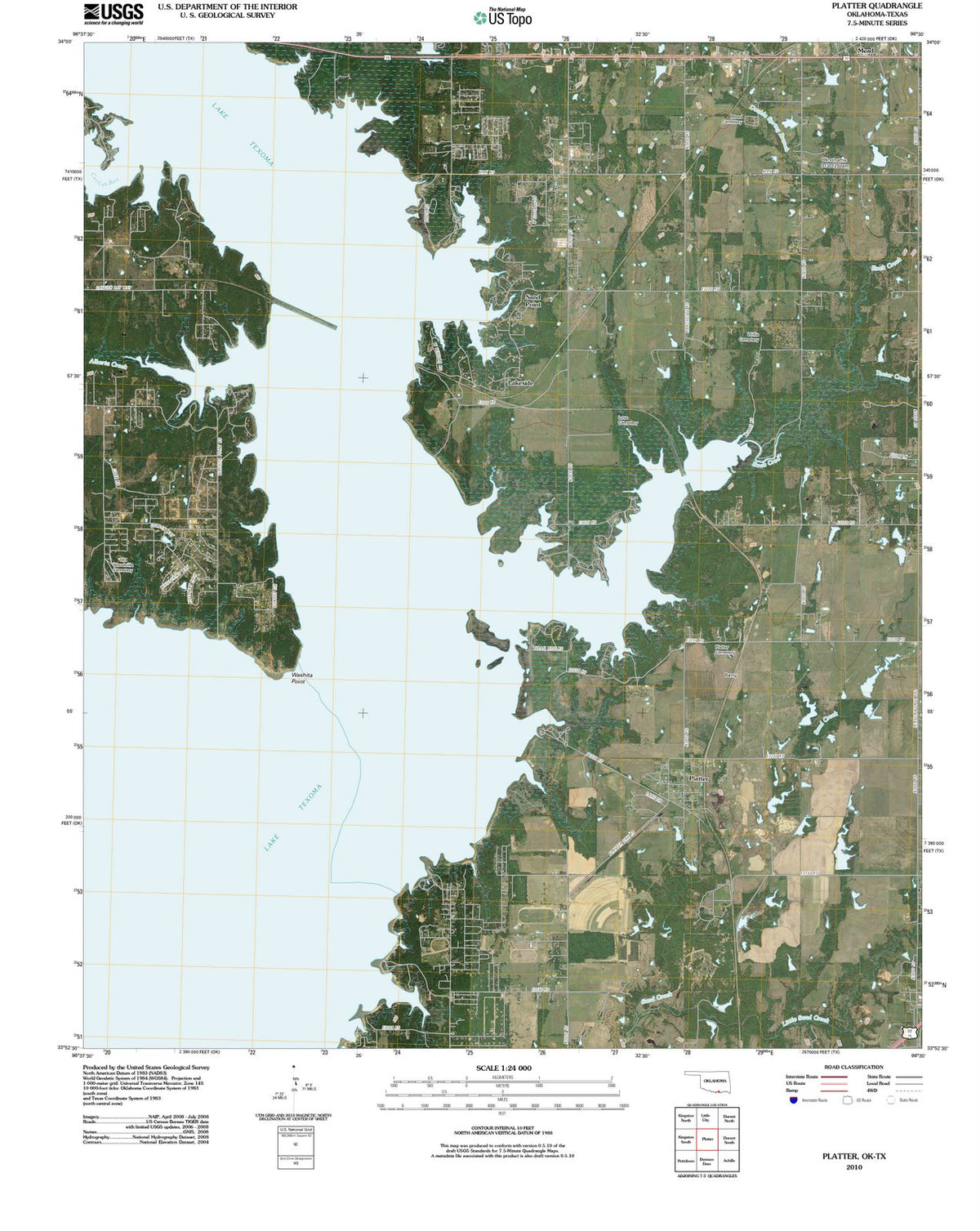 2010 Platter, OK - Oklahoma - USGS Topographic Map