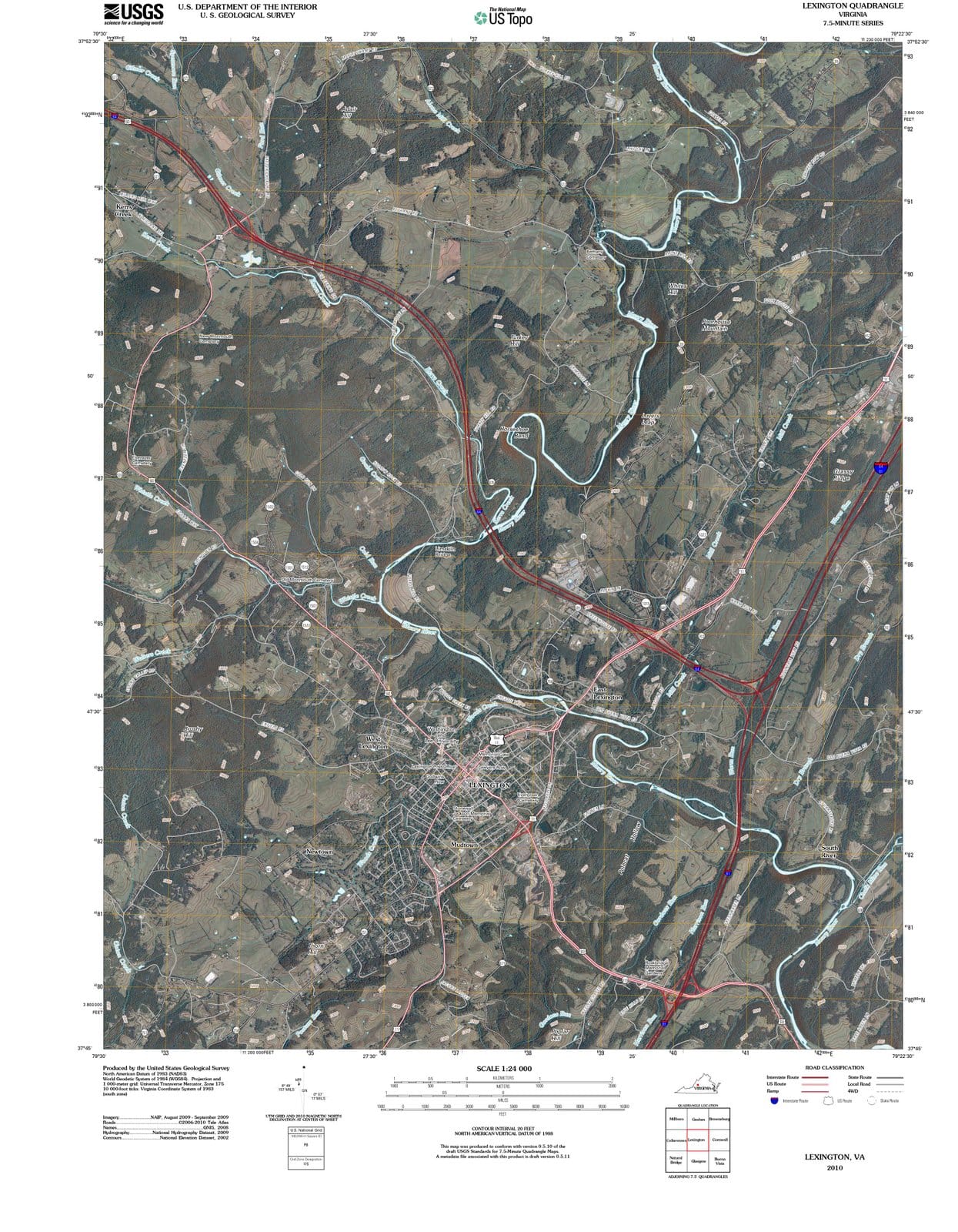 2010 Lexington, VA - Virginia - USGS Topographic Map