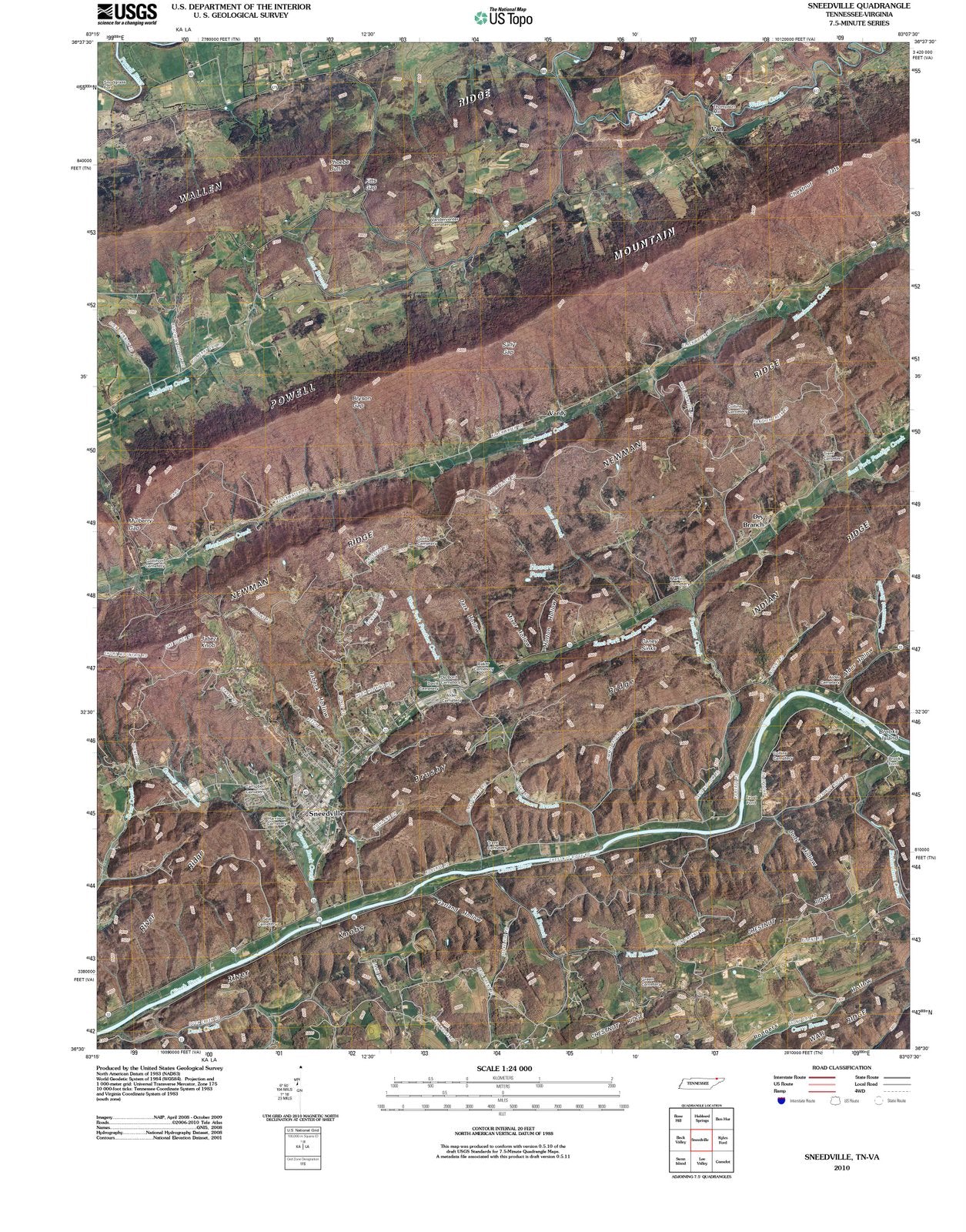 2010 Sneedville, TN - Tennessee - USGS Topographic Map
