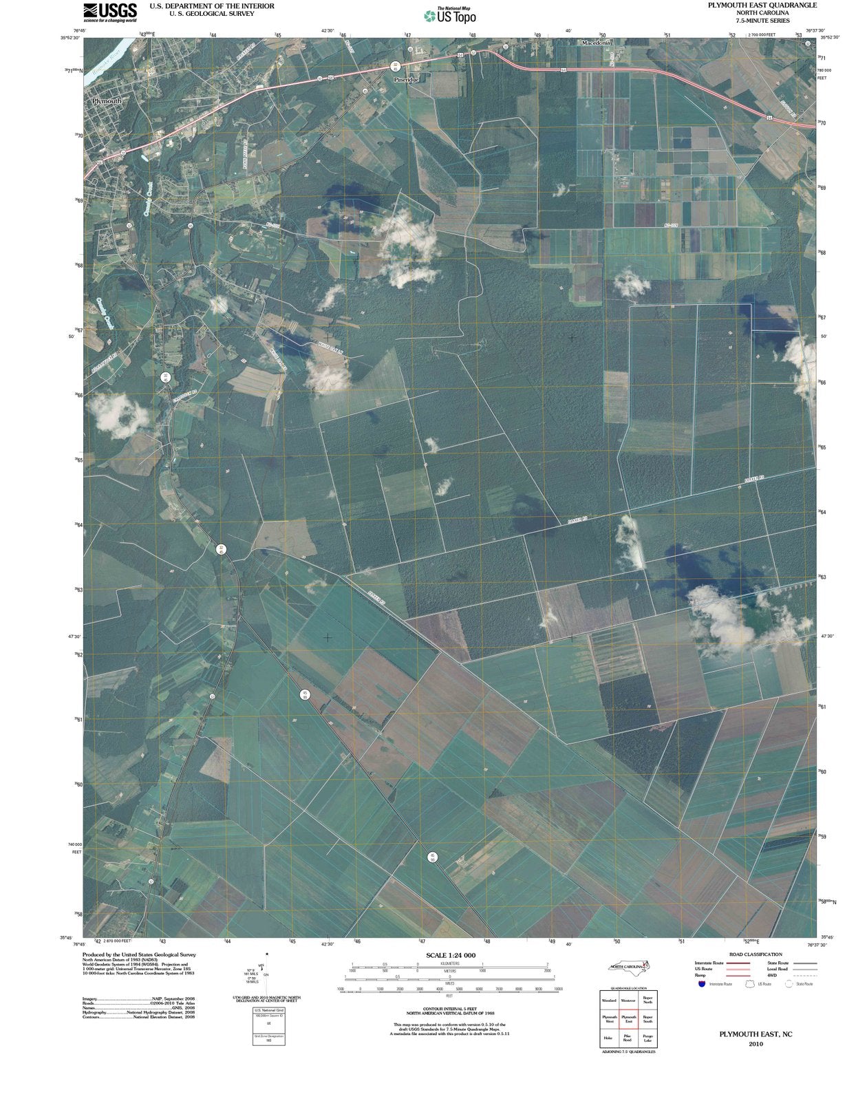 2010 Plymouth East, NC - North Carolina - USGS Topographic Map