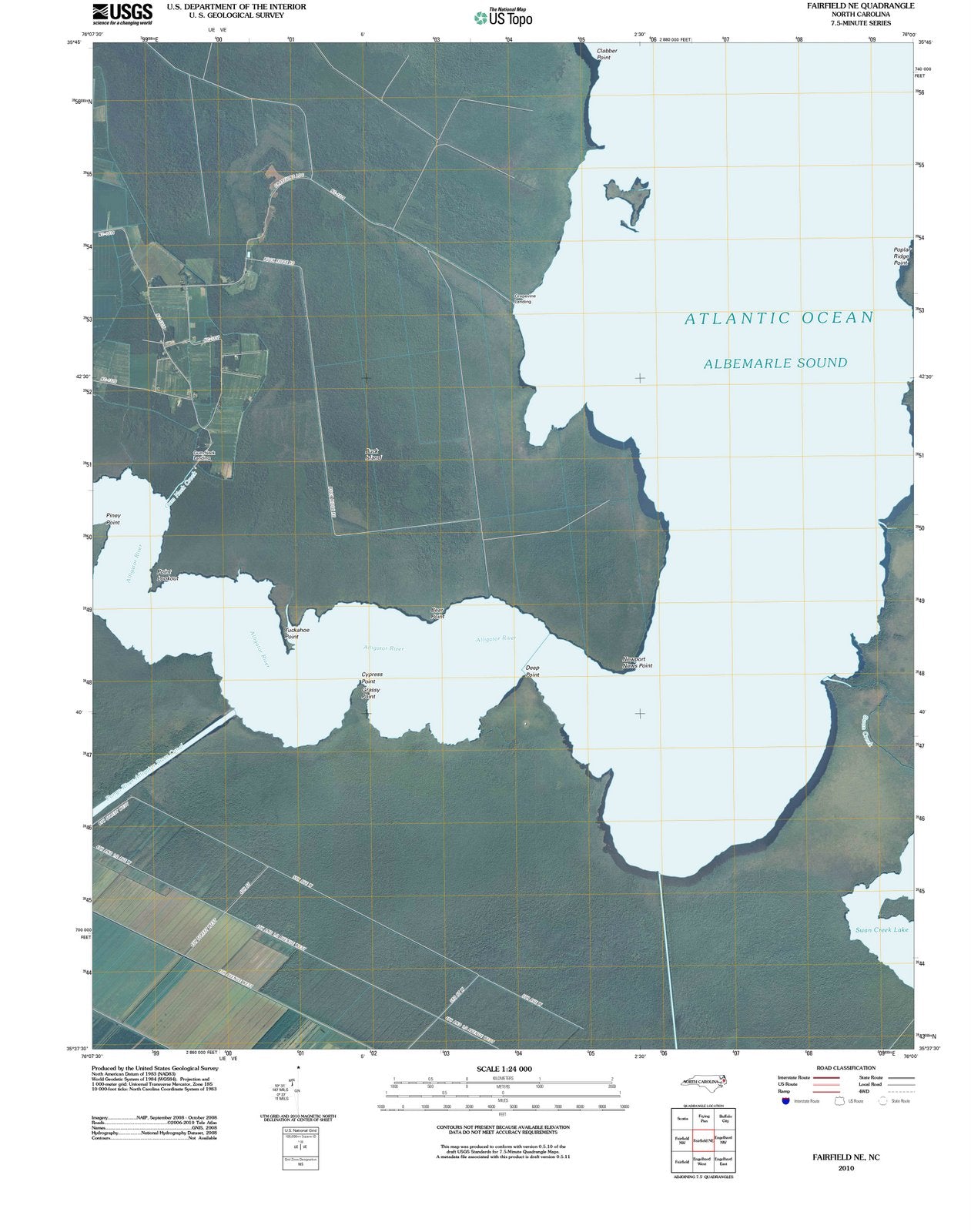 2010 Fairfield, NC - North Carolina - USGS Topographic Map v2