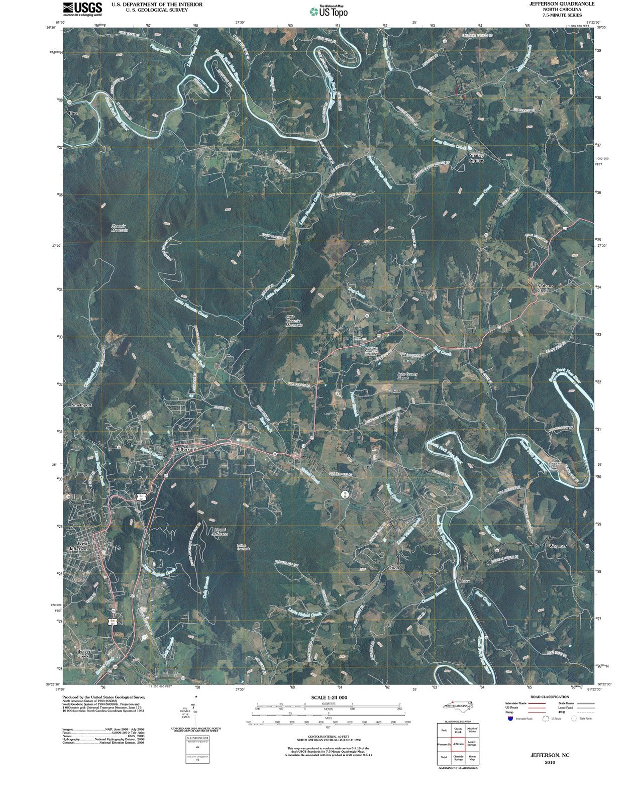 2010 Jefferson, NC - North Carolina - USGS Topographic Map
