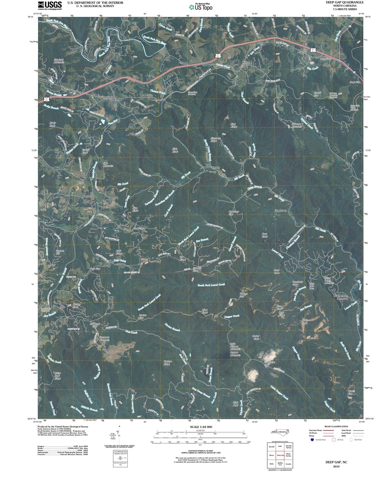 2010 Deep Gap, NC - North Carolina - USGS Topographic Map