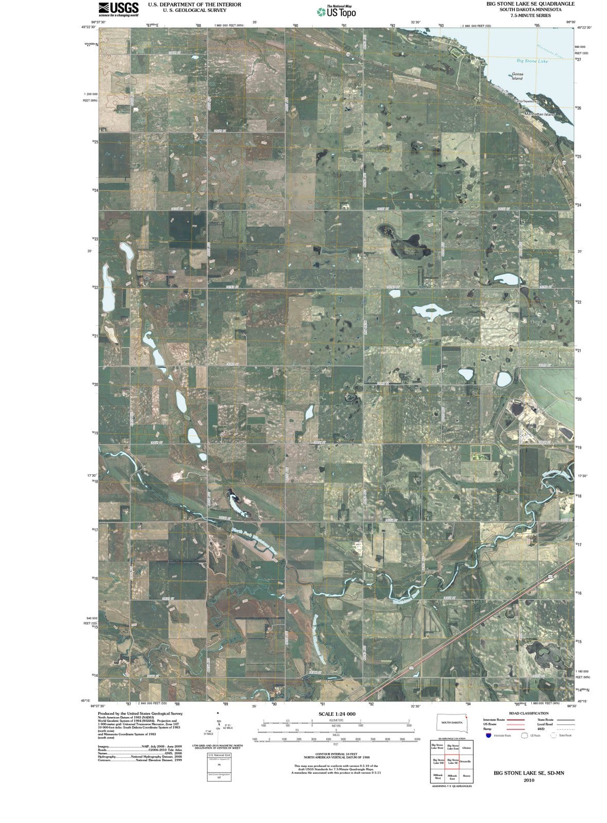 2010 Big Stone Lake, SD - South Dakota - USGS Topographic Map
