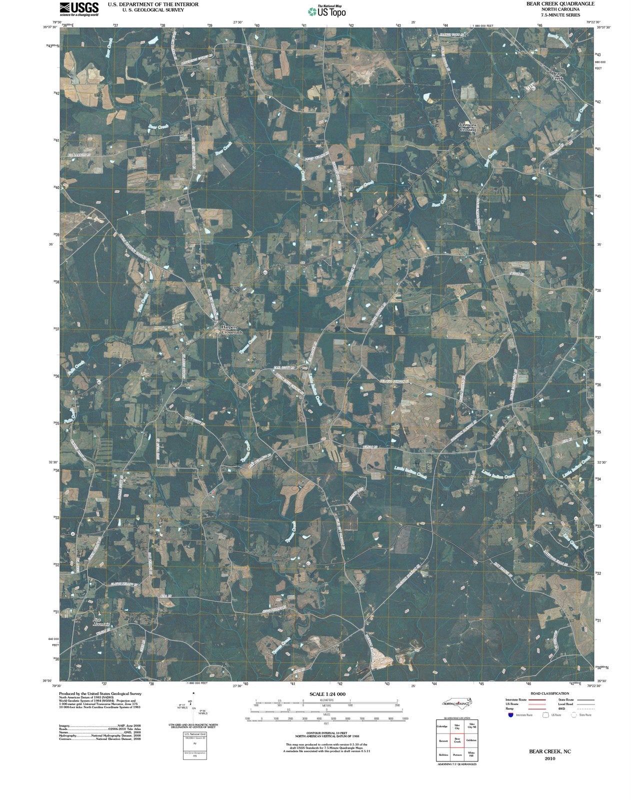 2010 Bear Creek, NC - North Carolina - USGS Topographic Map