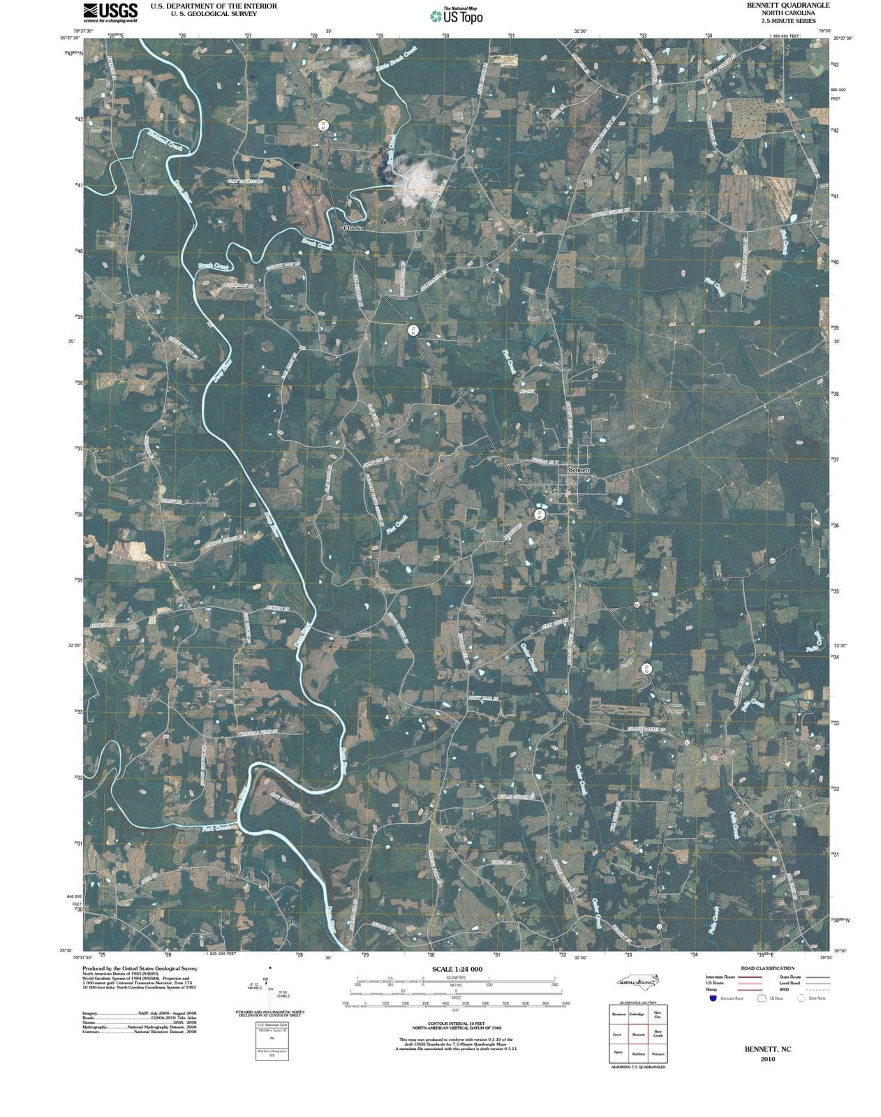 2010 Bennett, NC - North Carolina - USGS Topographic Map