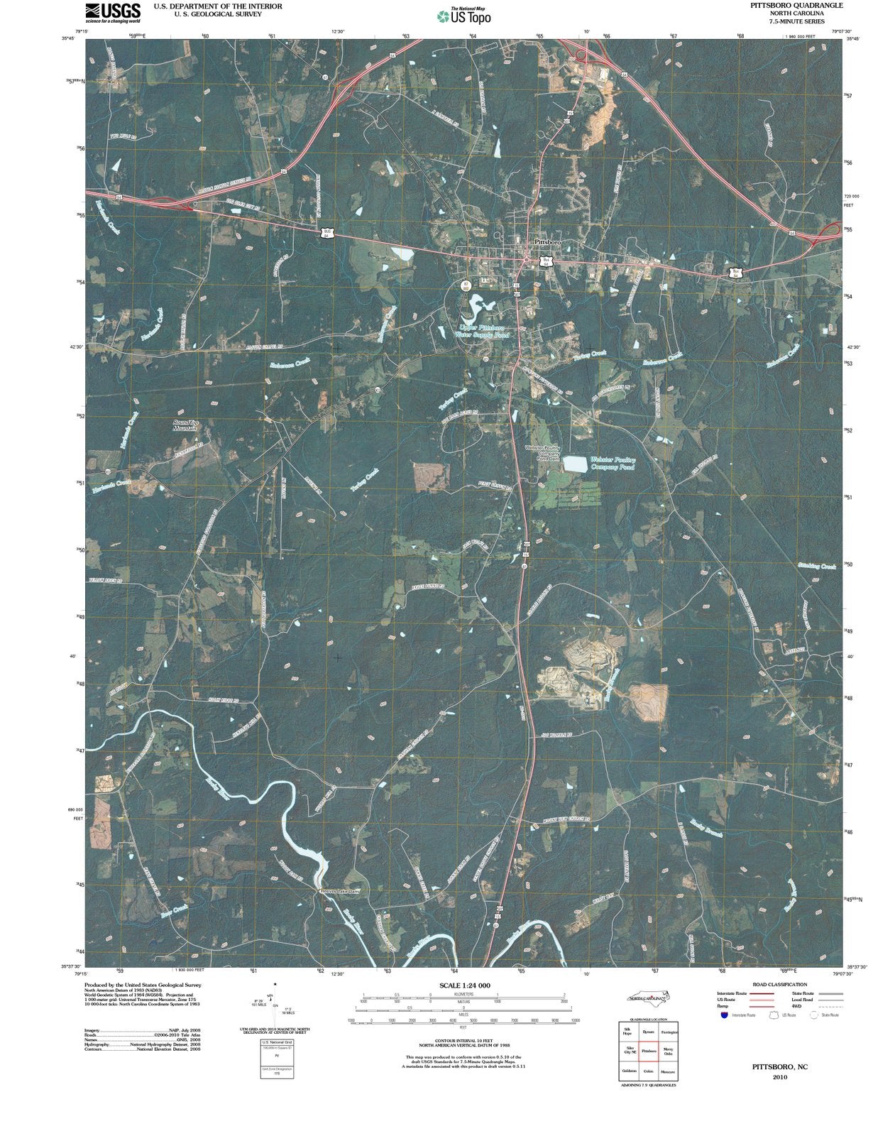 2010 Pittsboro, NC - North Carolina - USGS Topographic Map