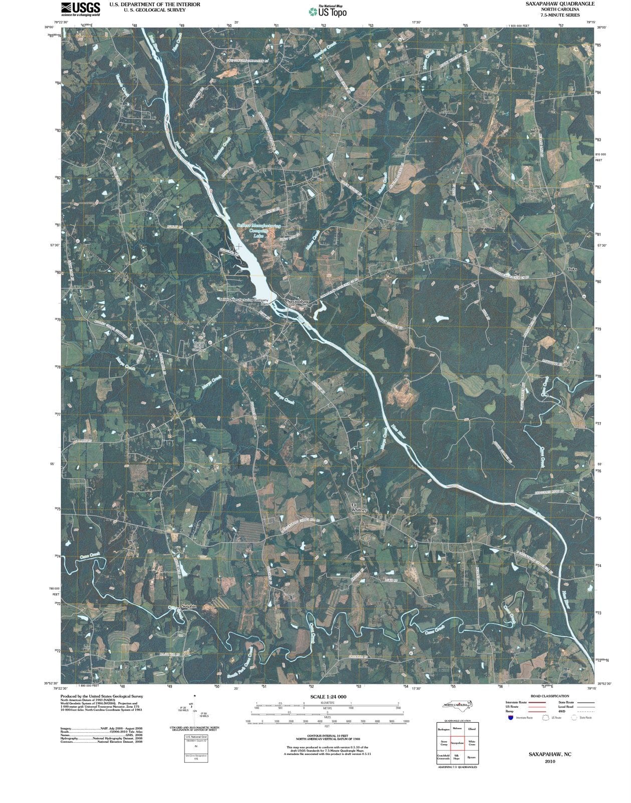 2010 Saxapahaw, NC - North Carolina - USGS Topographic Map