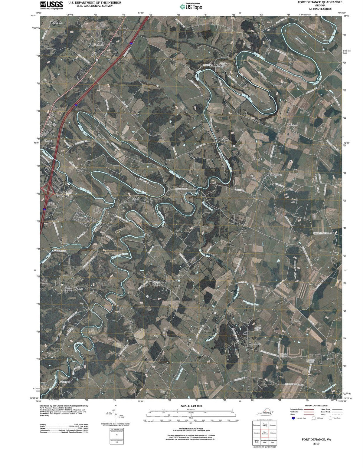 2010 Fortefiance, VA - Virginia - USGS Topographic Map