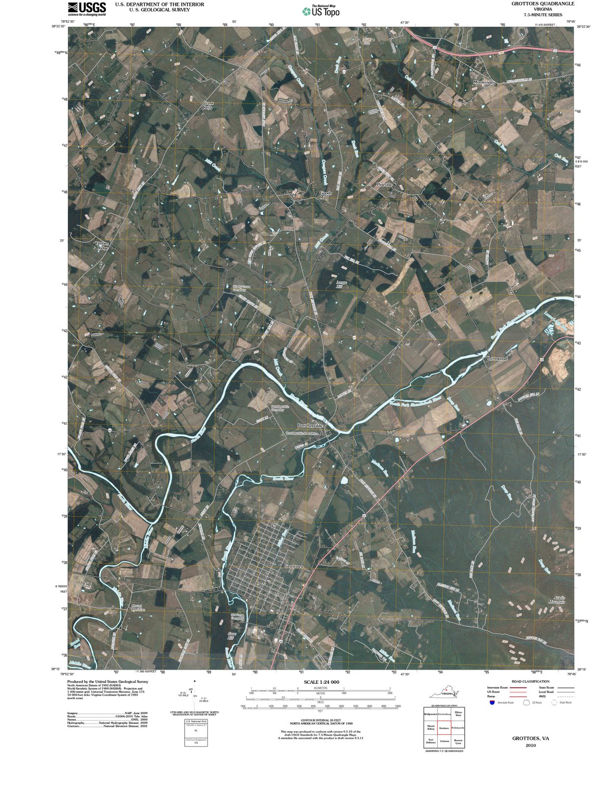 2010 Grottoes, VA - Virginia - USGS Topographic Map