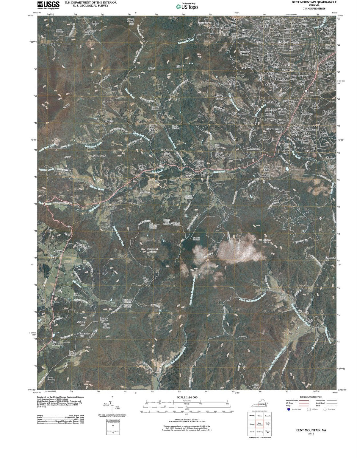 2010 Bent Mountain, VA - Virginia - USGS Topographic Map